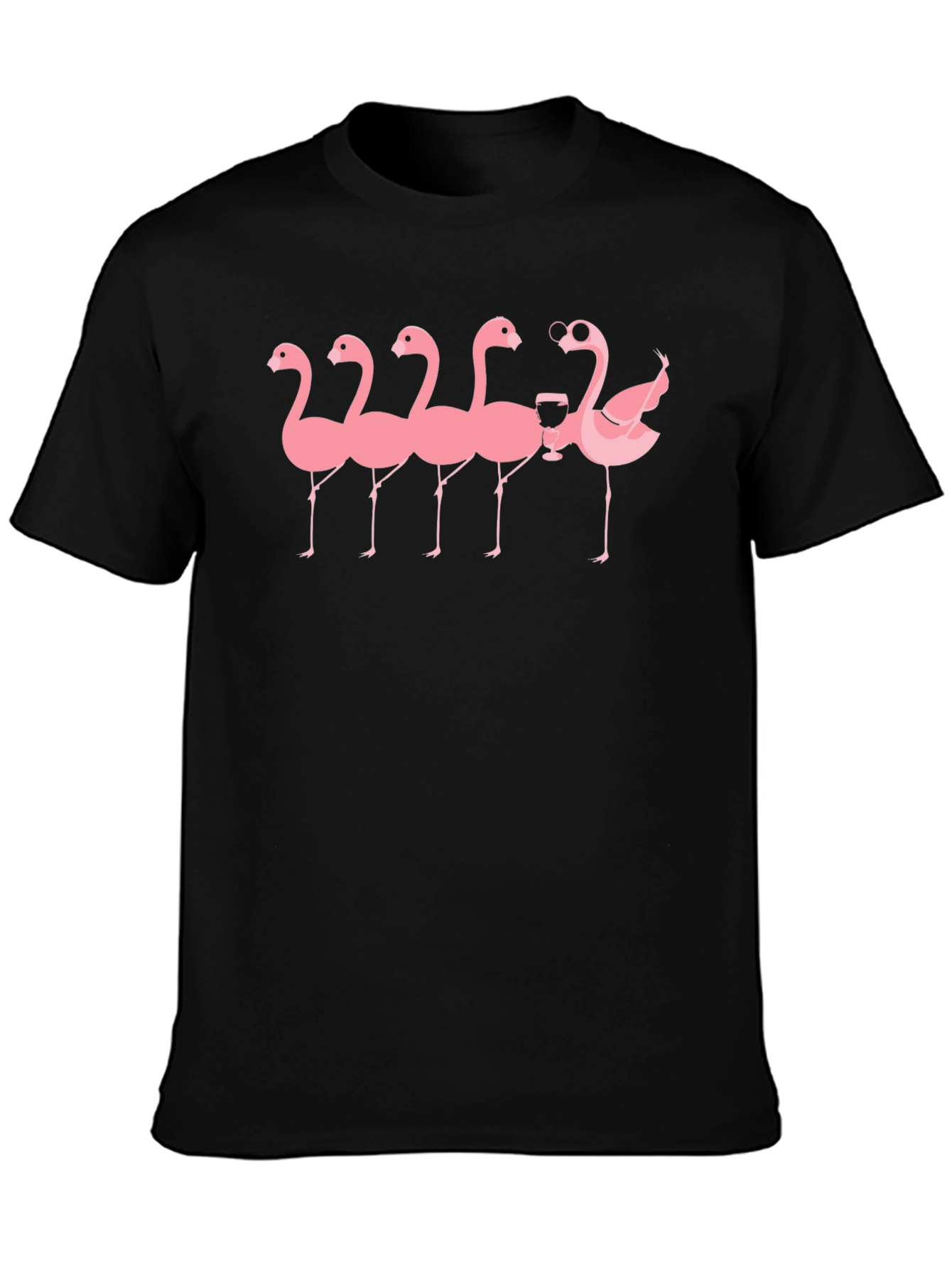 Black T-Shirt with Flamingo Graphic
