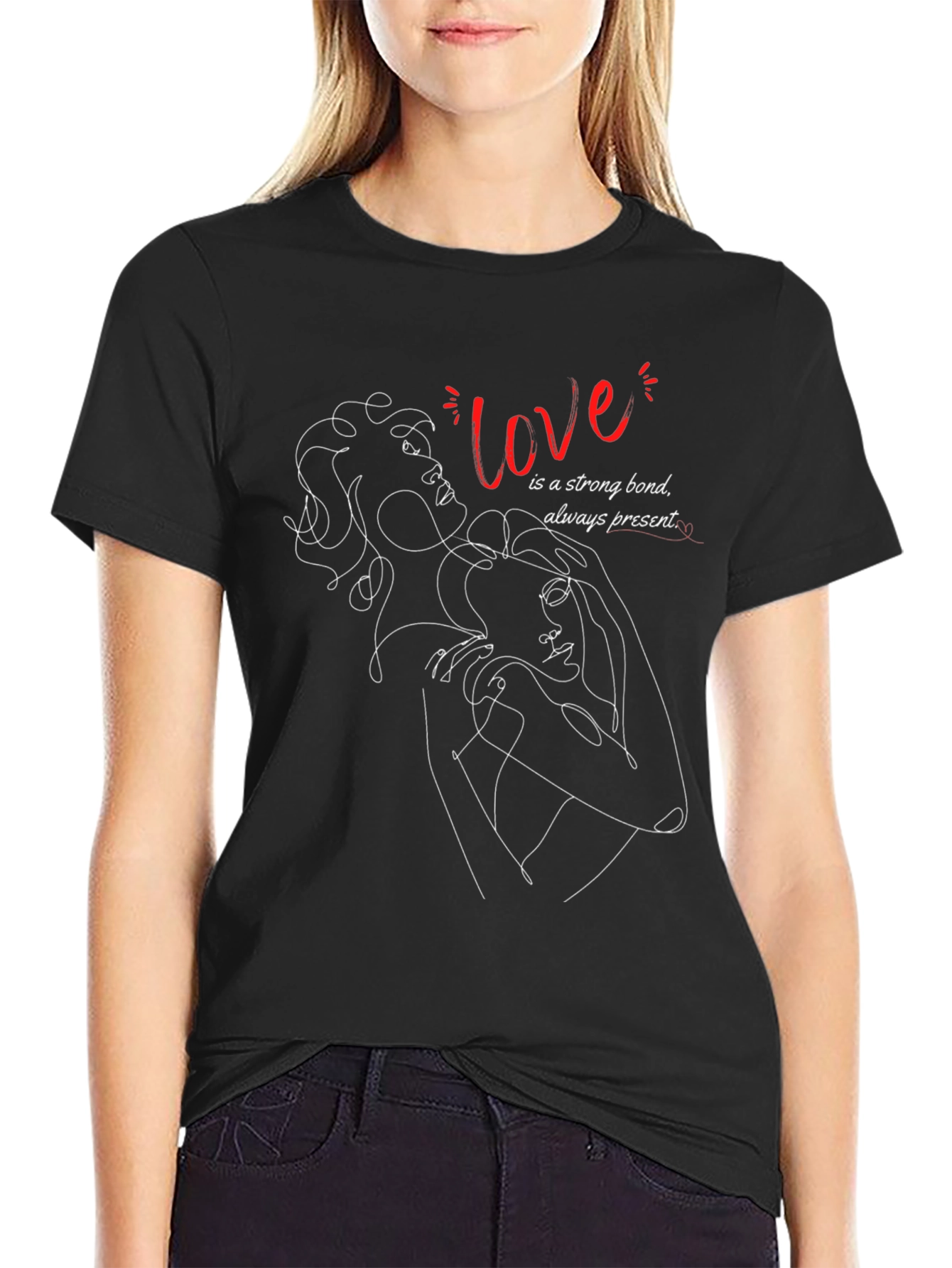 Love Line Art Graphic Tee - Strong Bond Shirt