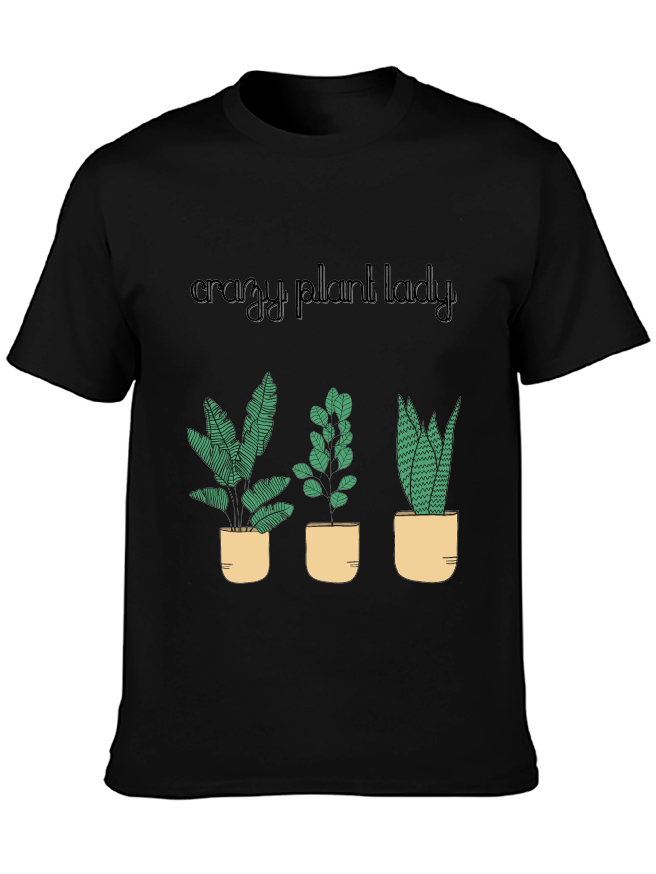Crazy Plant Lady T-Shirt - Black Cotton Blend
