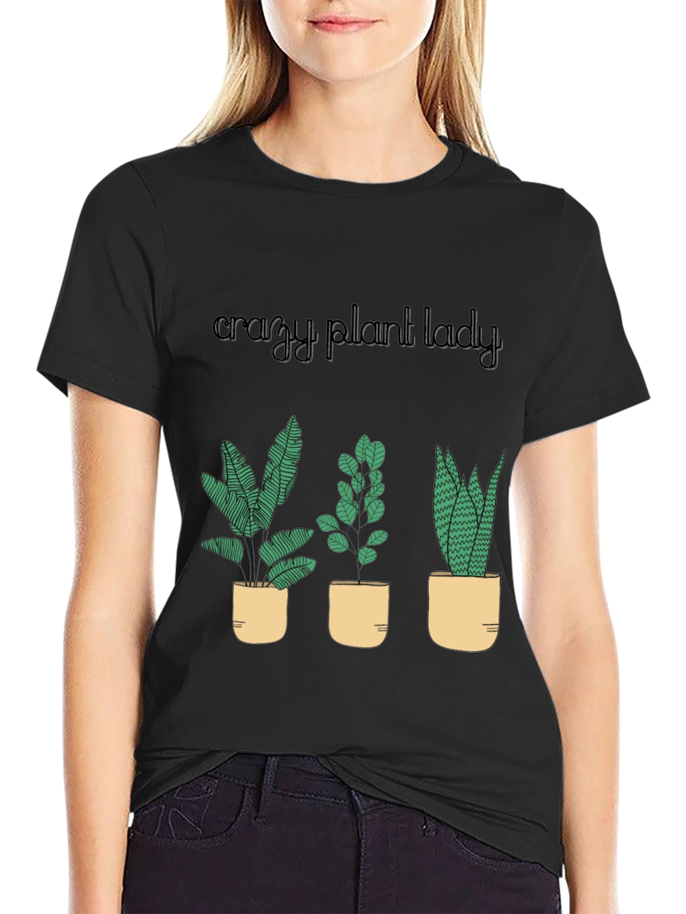 Crazy Plant Lady T-Shirt - Black Cotton Blend