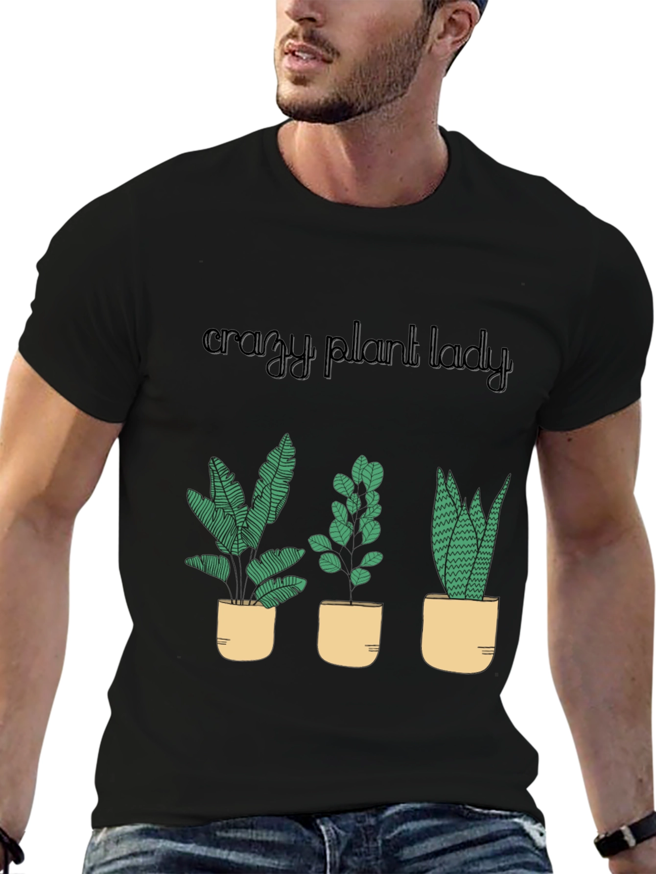 Crazy Plant Lady T-Shirt - Black Cotton Blend