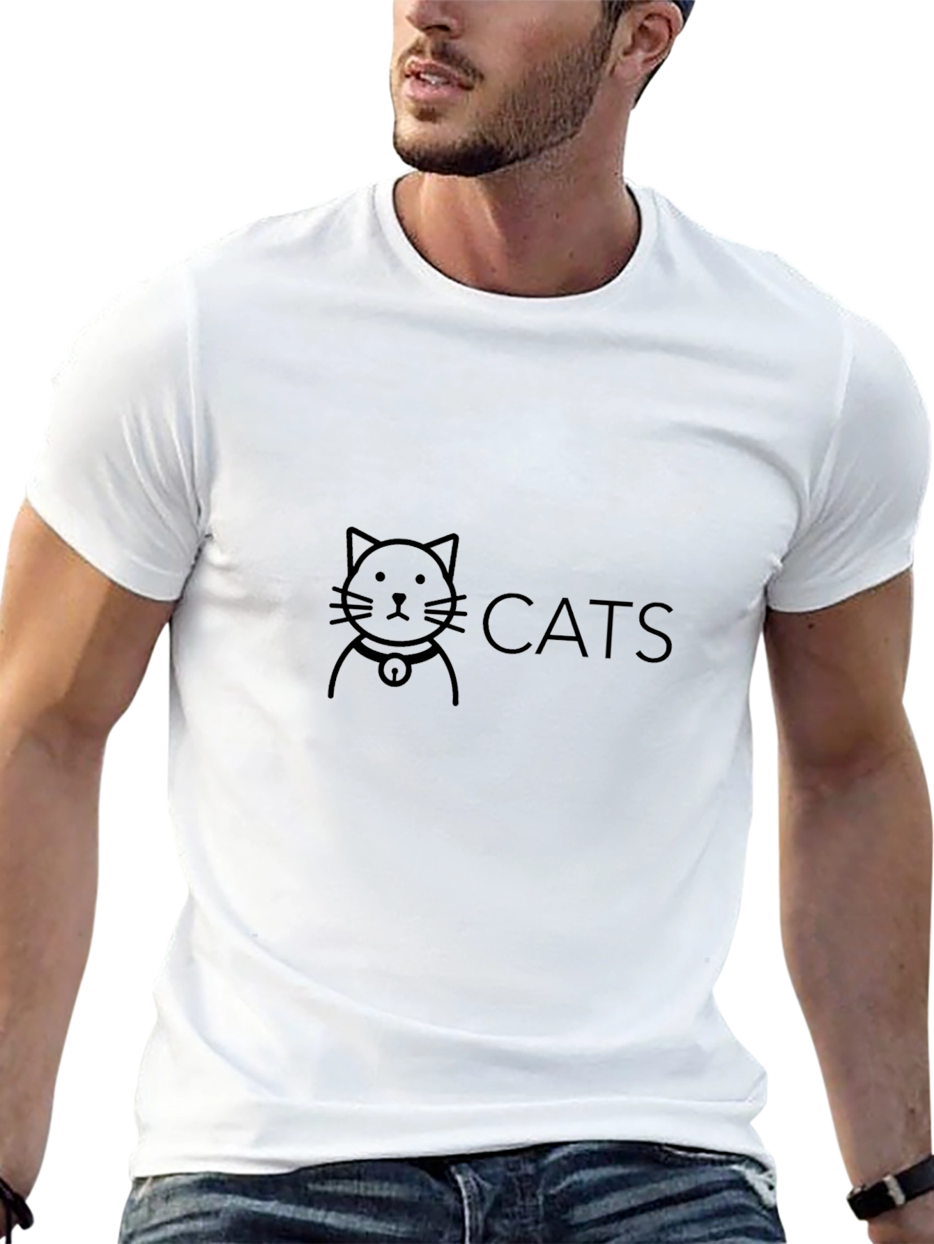 Cats Graphic T-Shirt - Black Cotton Tee