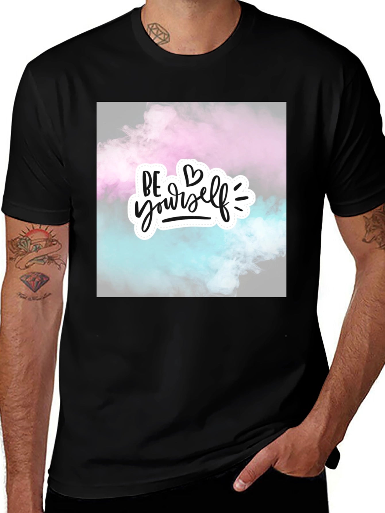 Be Yourself Graphic Tee - Stylish Black Cotton T-Shirt
