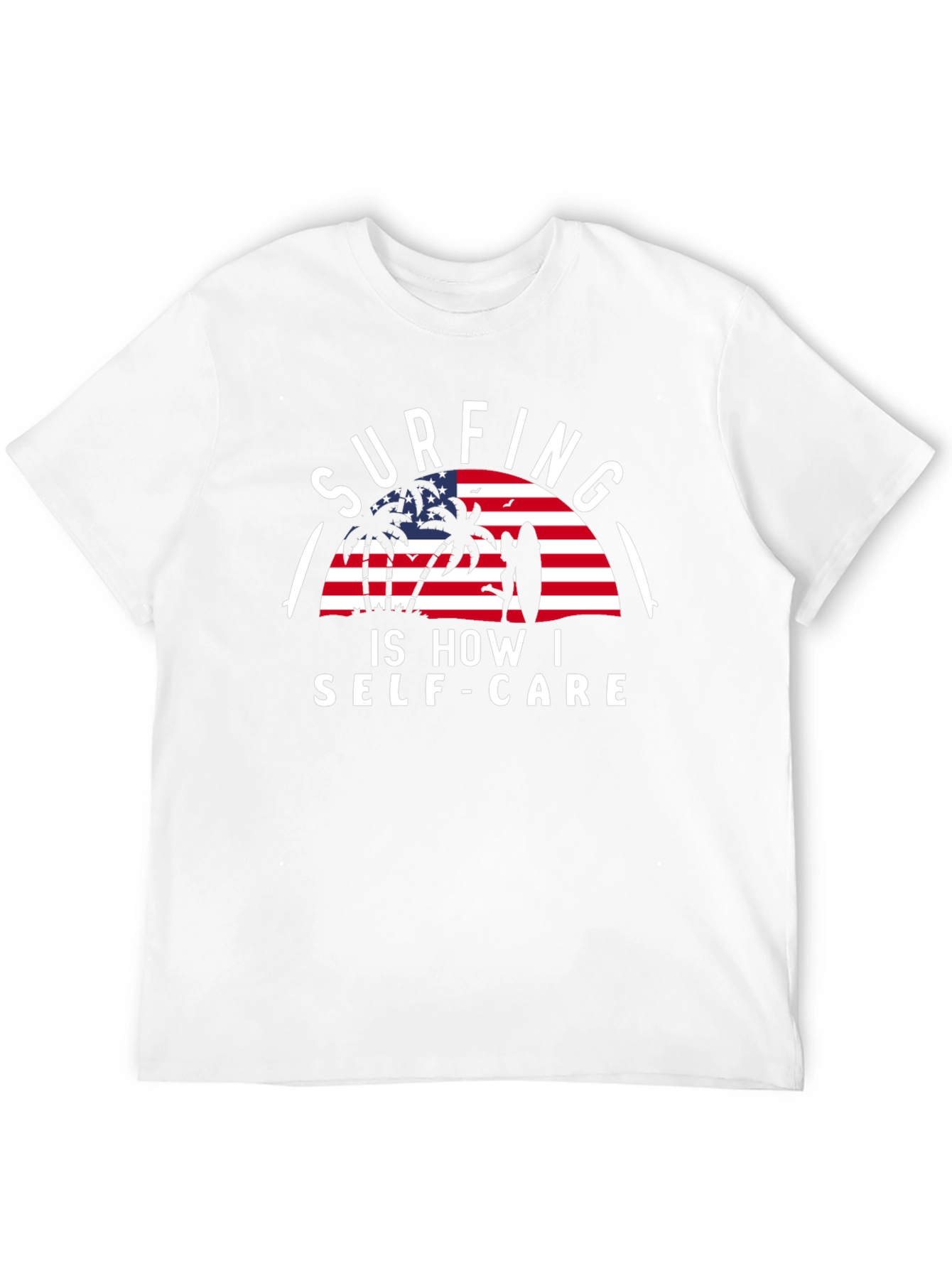 Surfing Self-Care Graphic Tee - Black Cotton T-Shirt