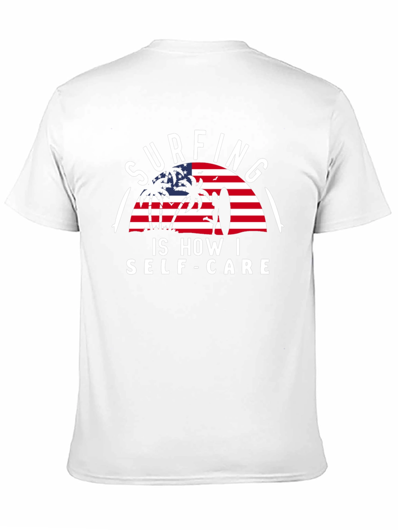 Surfing Self-Care Graphic Tee - Black Cotton T-Shirt