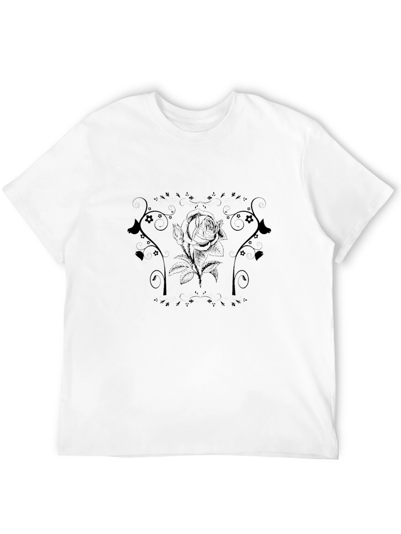 Elegant Black Rose Graphic Tee - Stylish Comfort
