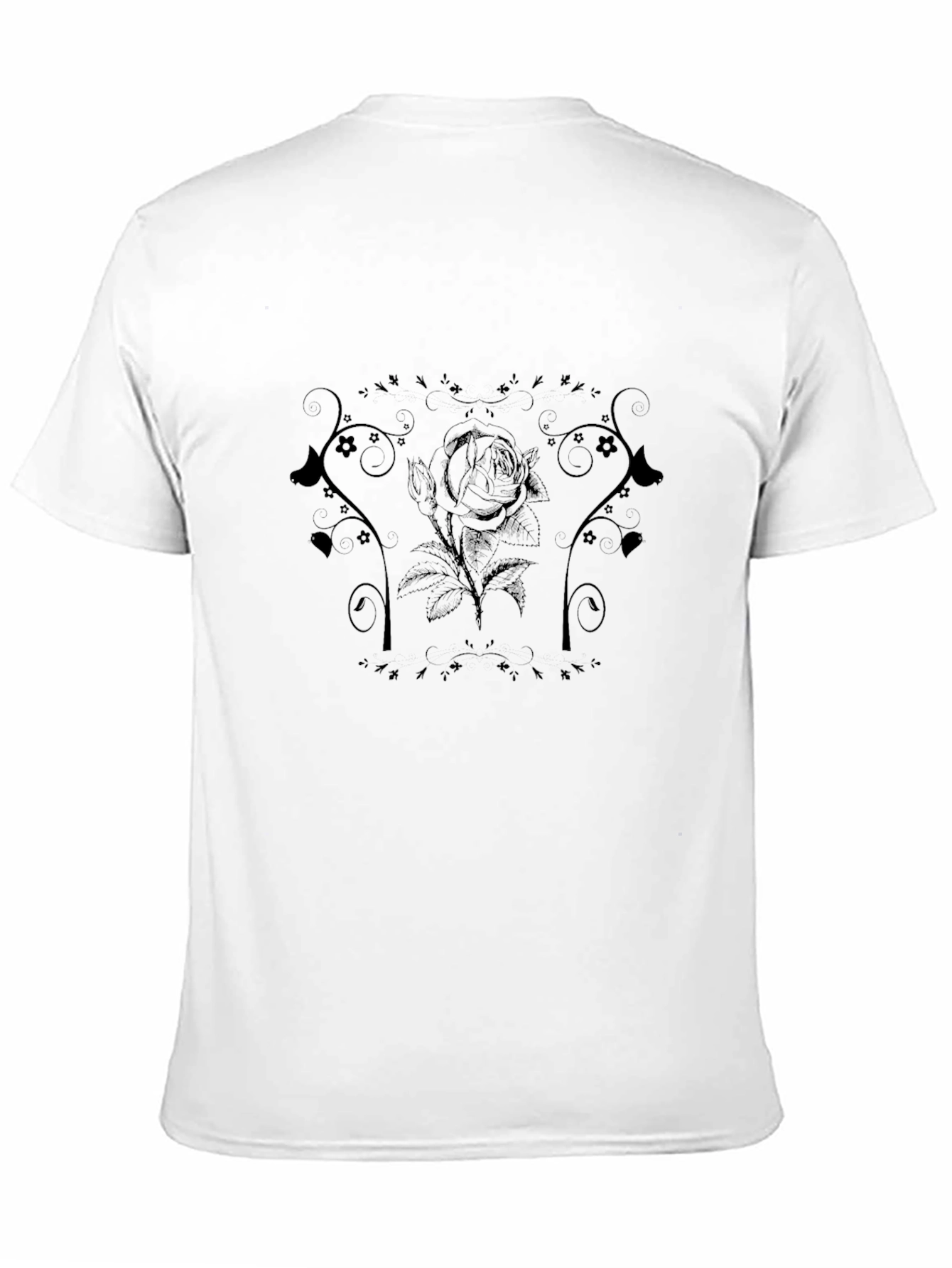 Elegant Black Rose Graphic Tee - Stylish Comfort