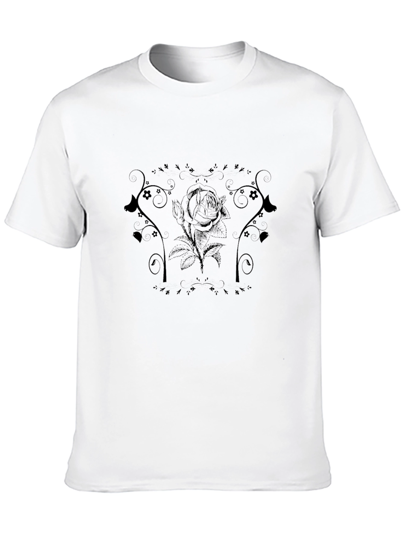 Elegant Black Rose Graphic Tee - Stylish Comfort