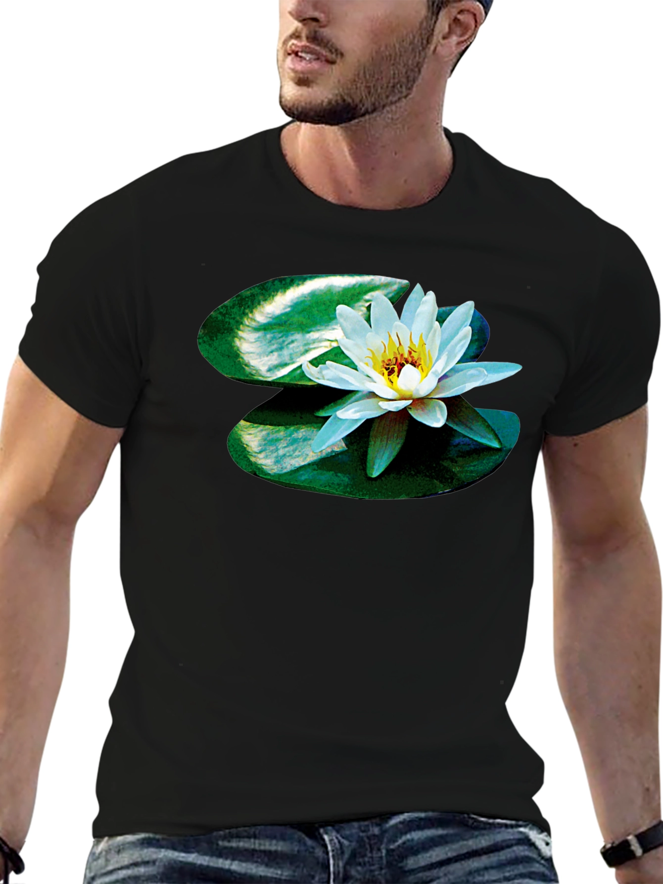 Lotus Blossom Graphic Tee - Black
