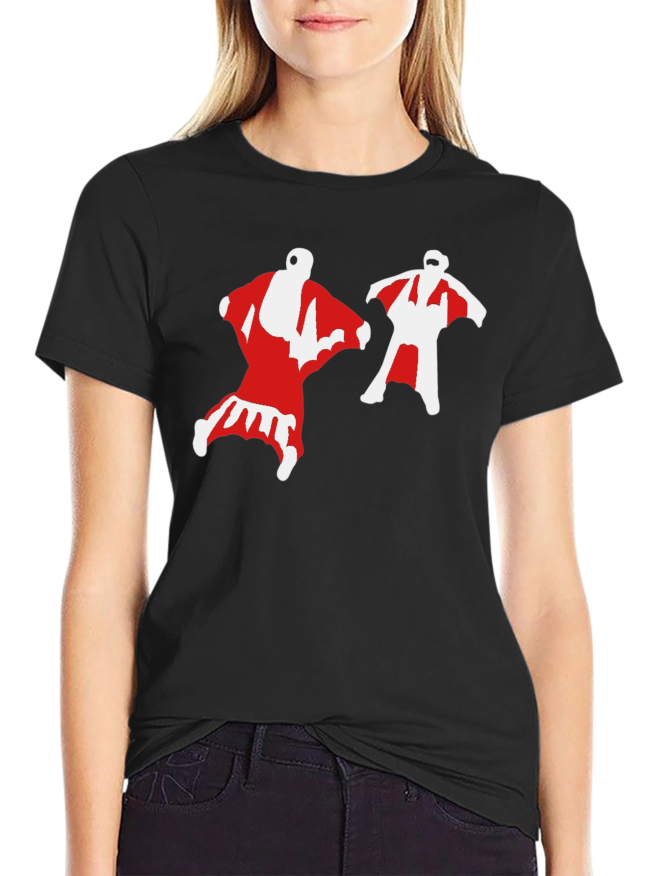 Wingsuit Skydivers Graphic Tee - Black Cotton T-Shirt