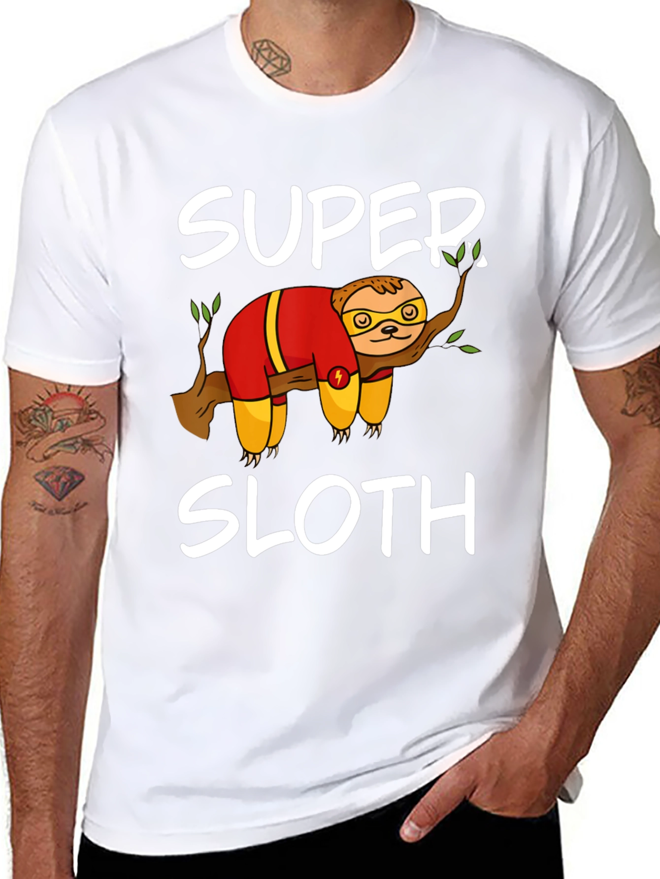 Super Sloth Graphic Tee - Black Cotton Blend