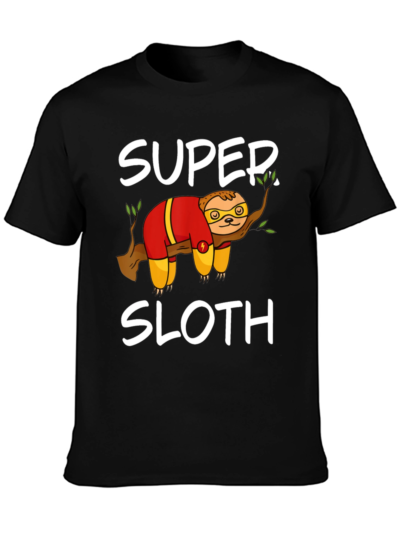 Super Sloth Graphic Tee - Black Cotton Blend