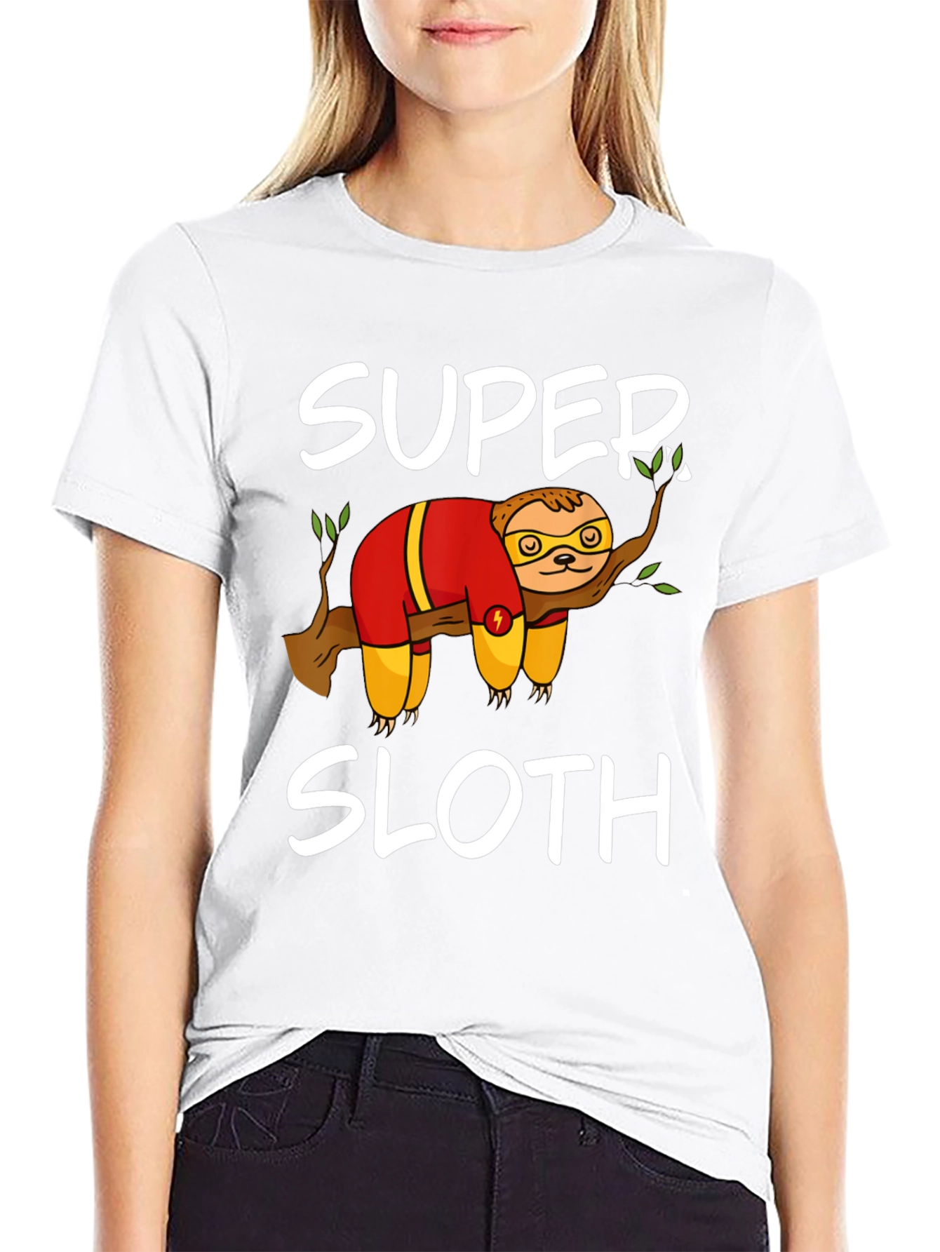 Super Sloth Graphic Tee - Black Cotton Blend