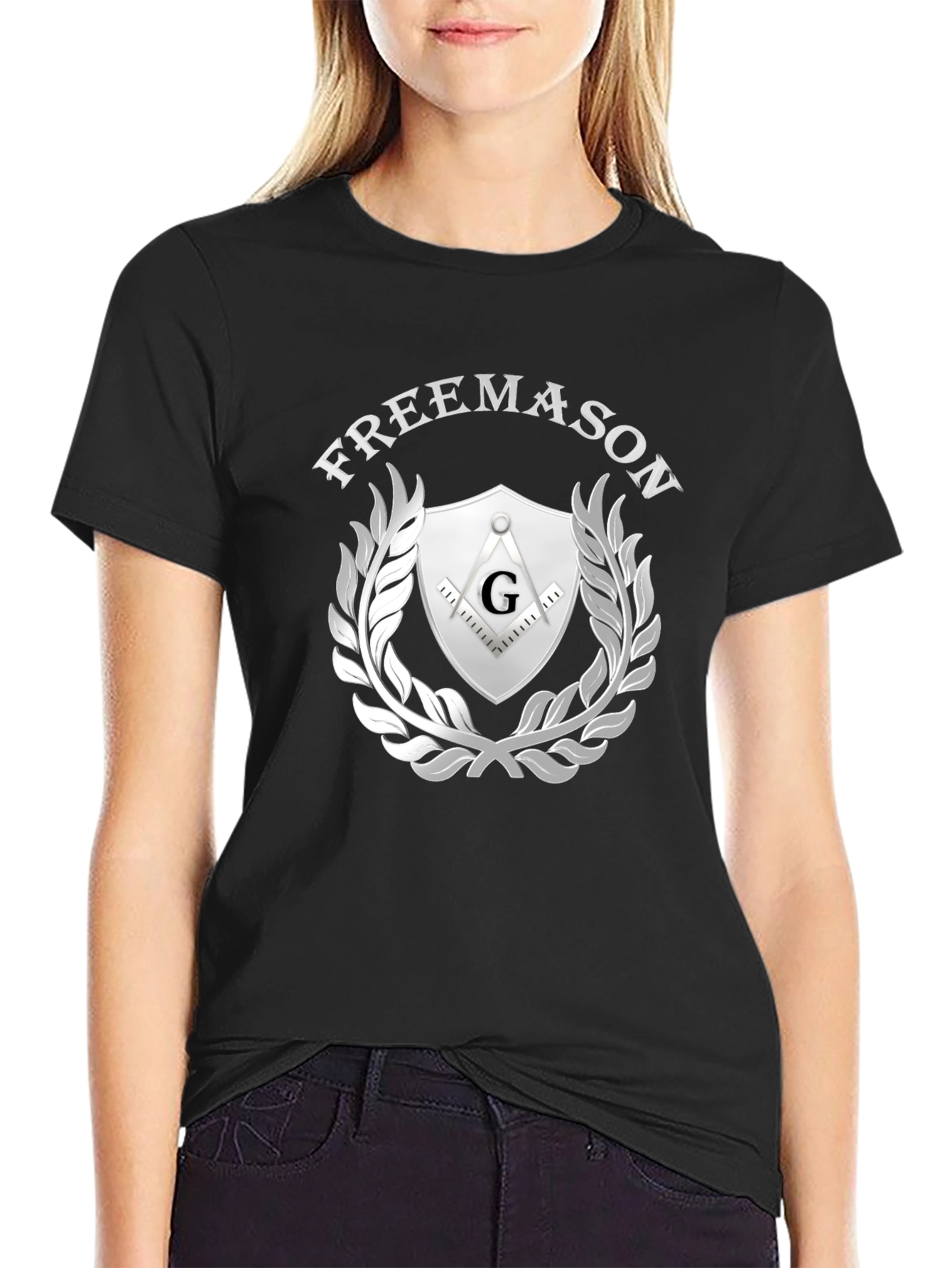 Freemason Symbol T-Shirt - Silver Emblem Design