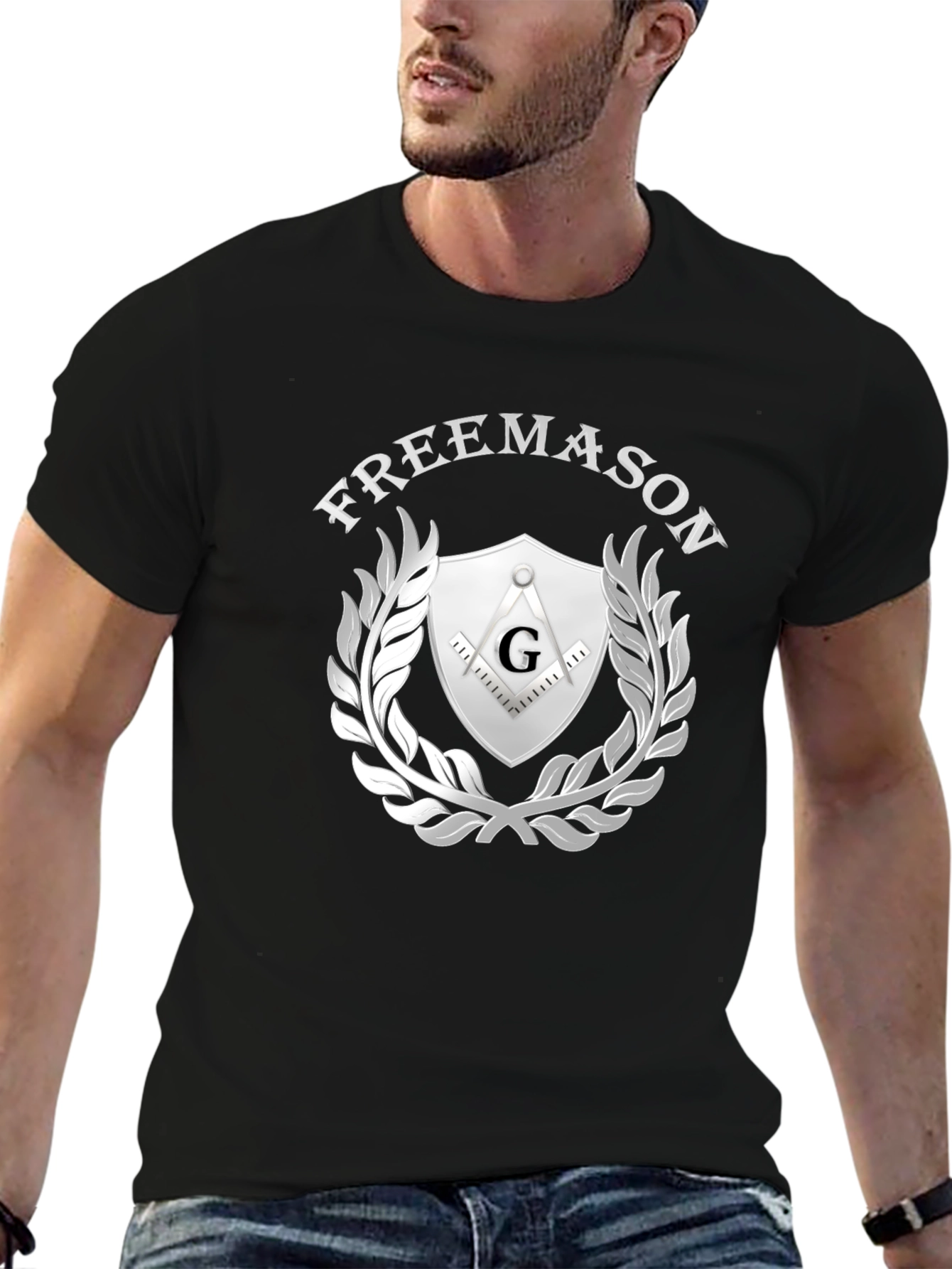 Freemason Symbol T-Shirt - Silver Emblem Design