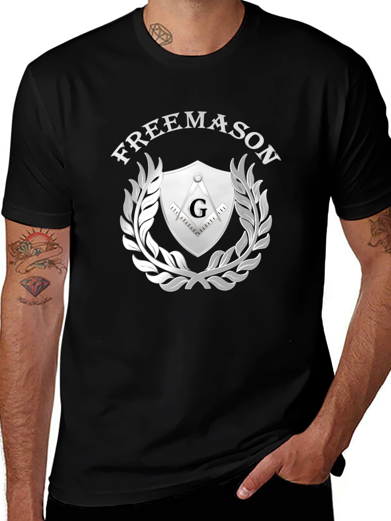 Freemason Symbol T-Shirt - Silver Emblem Design
