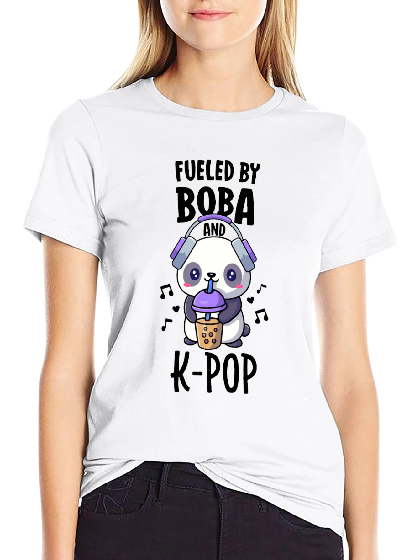 Fueled By Boba and K-Pop Panda T-Shirt