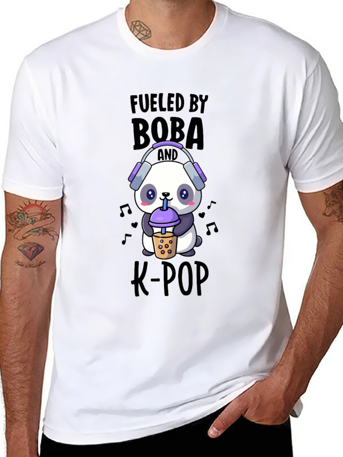 Fueled By Boba and K-Pop Panda T-Shirt