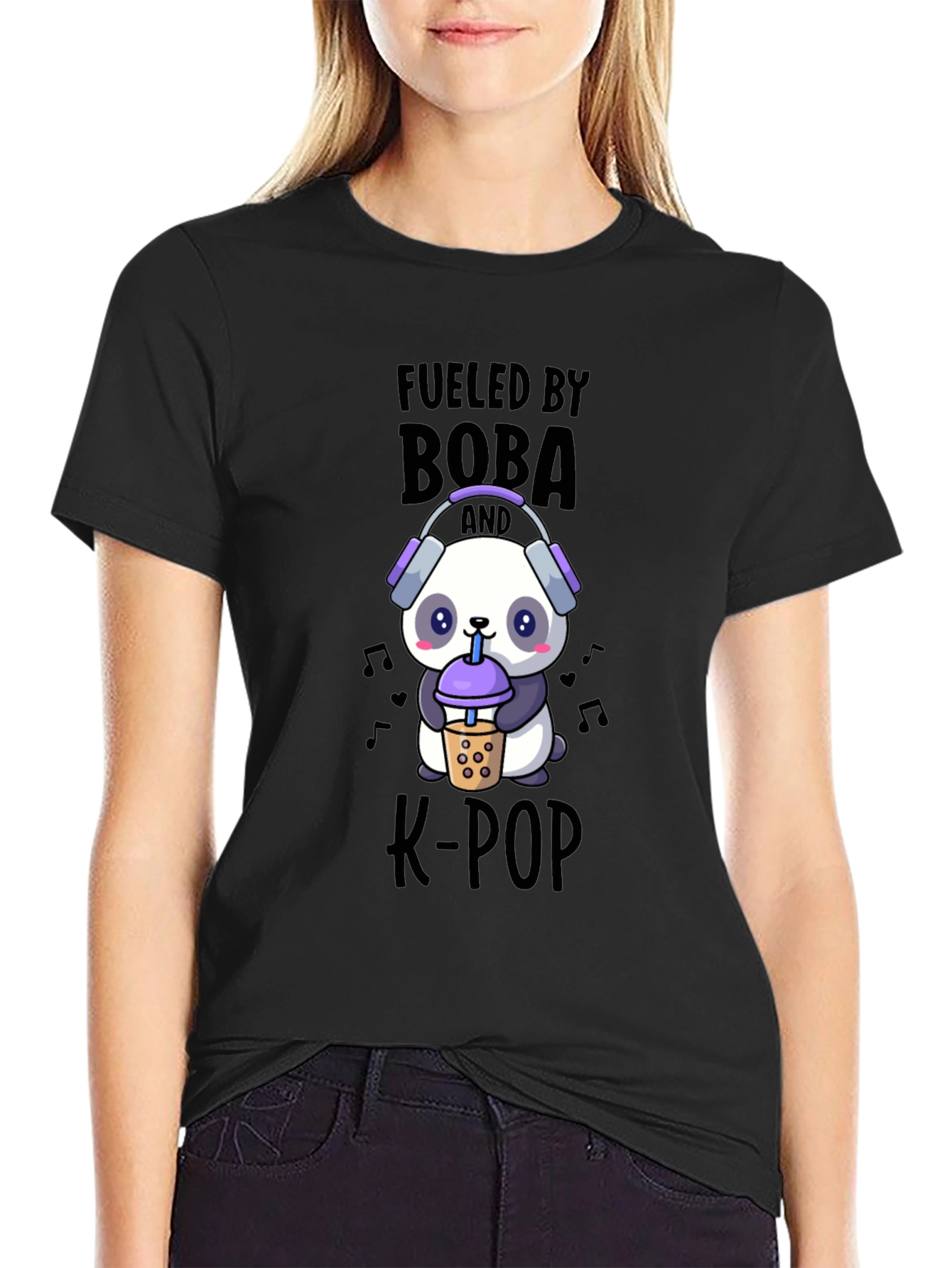 Fueled By Boba and K-Pop Panda T-Shirt