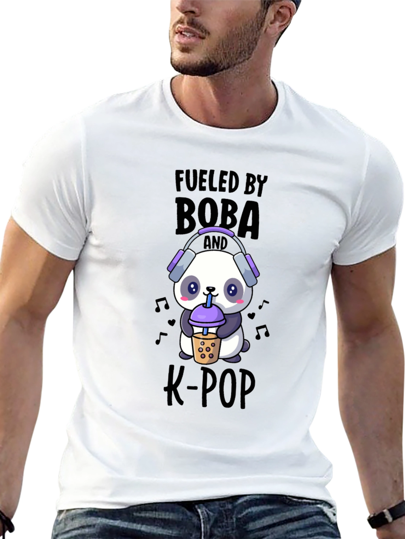 Fueled By Boba and K-Pop Panda T-Shirt
