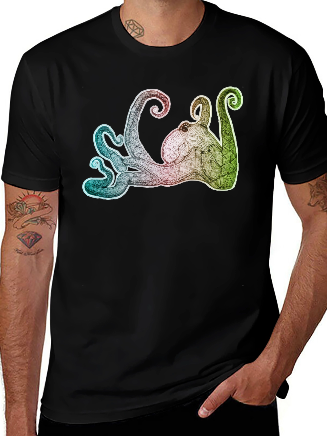 Octopus Graphic Tee - Mens Black T-Shirt