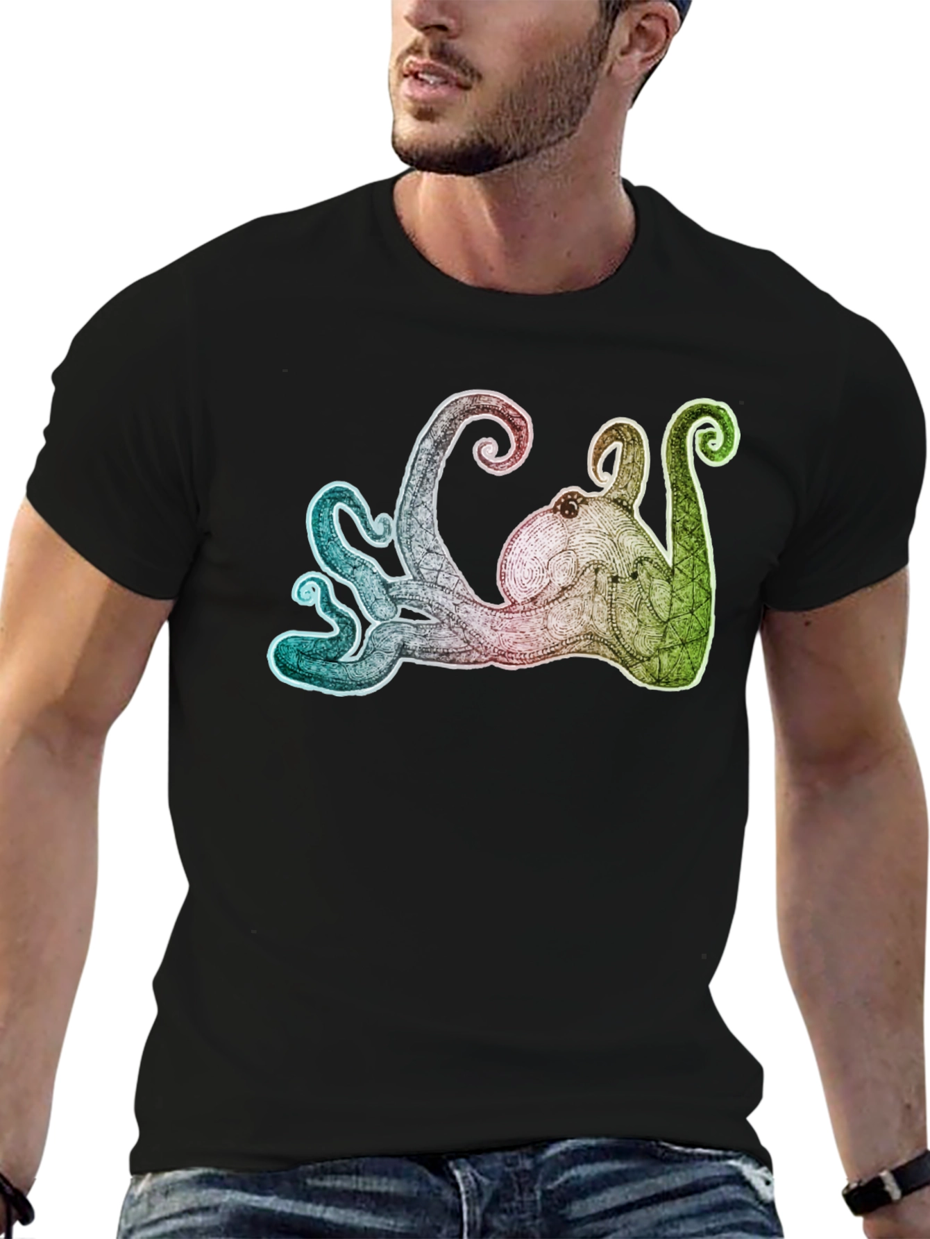 Octopus Graphic Tee - Mens Black T-Shirt