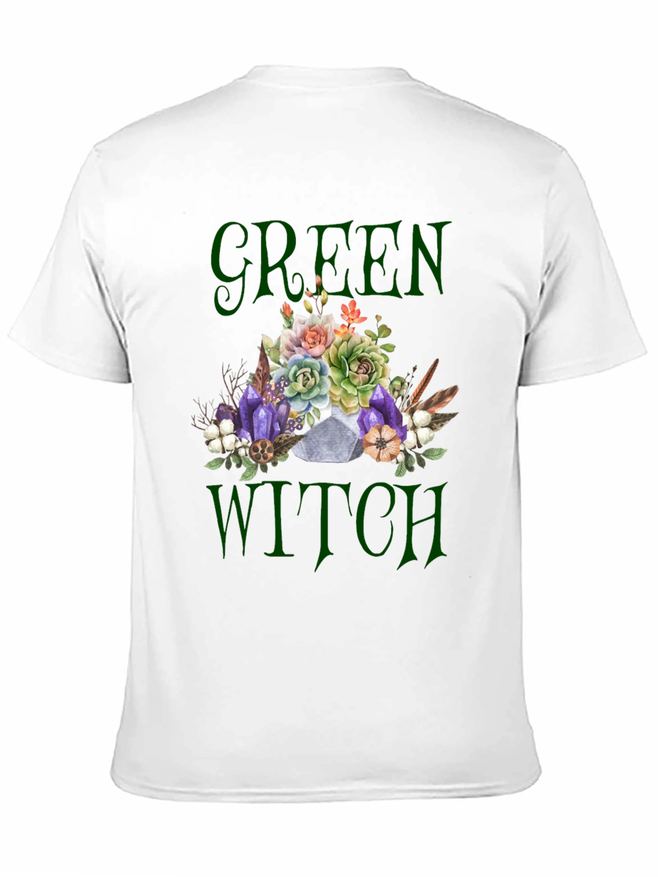 Green Witch Graphic T-Shirt - Floral Skull Tee