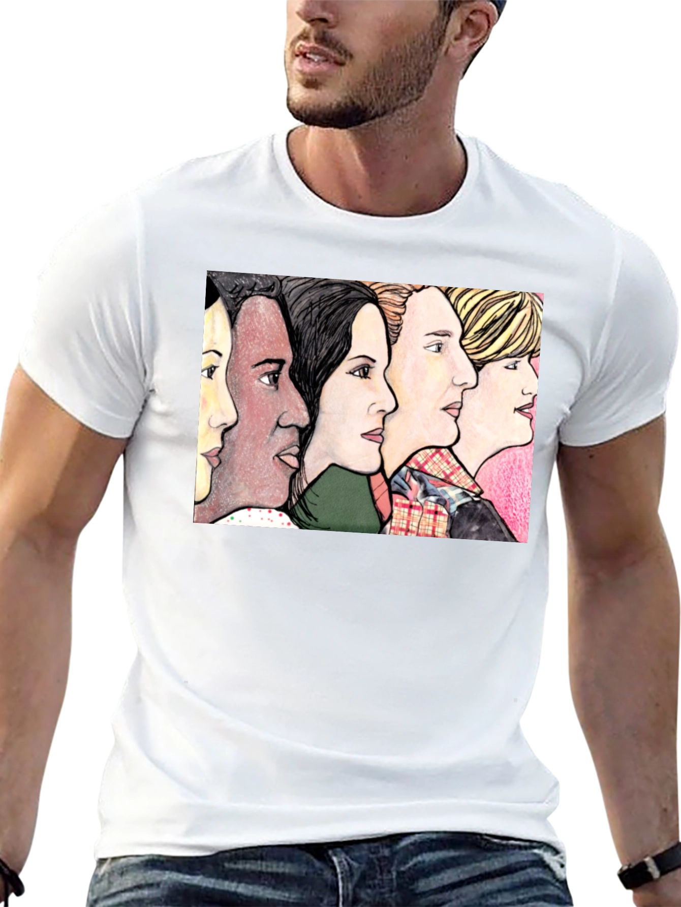 Womens Faces Black T-Shirt