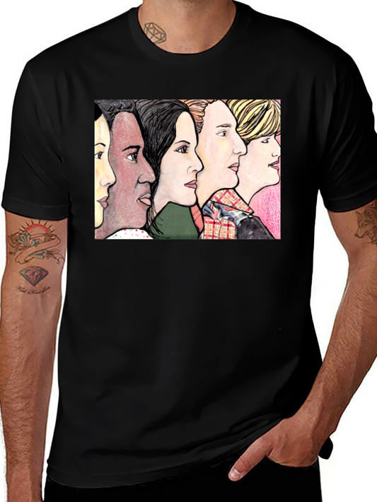 Womens Faces Black T-Shirt