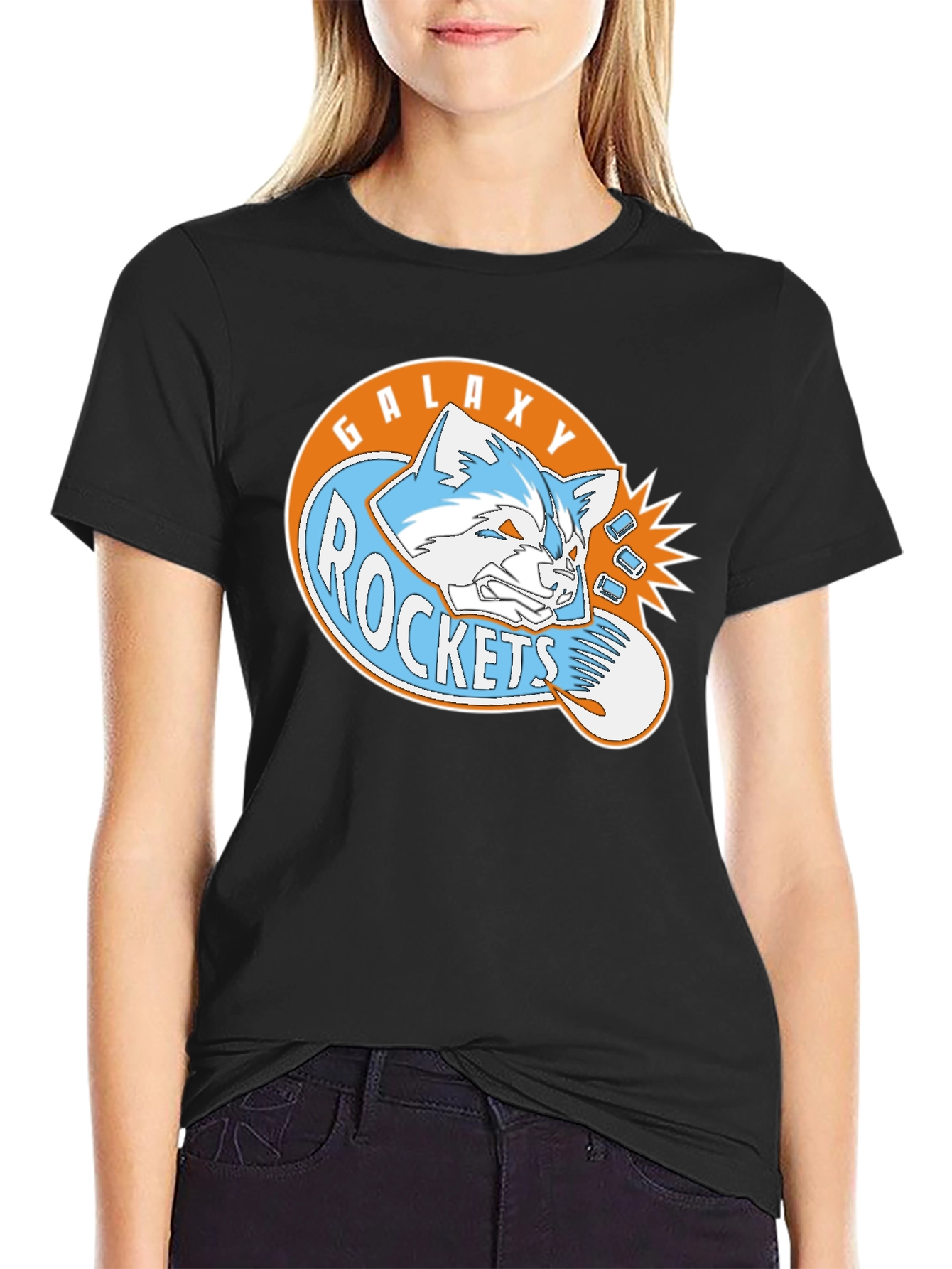Galaxy Rockets Graphic Tee - Black Cotton Blend