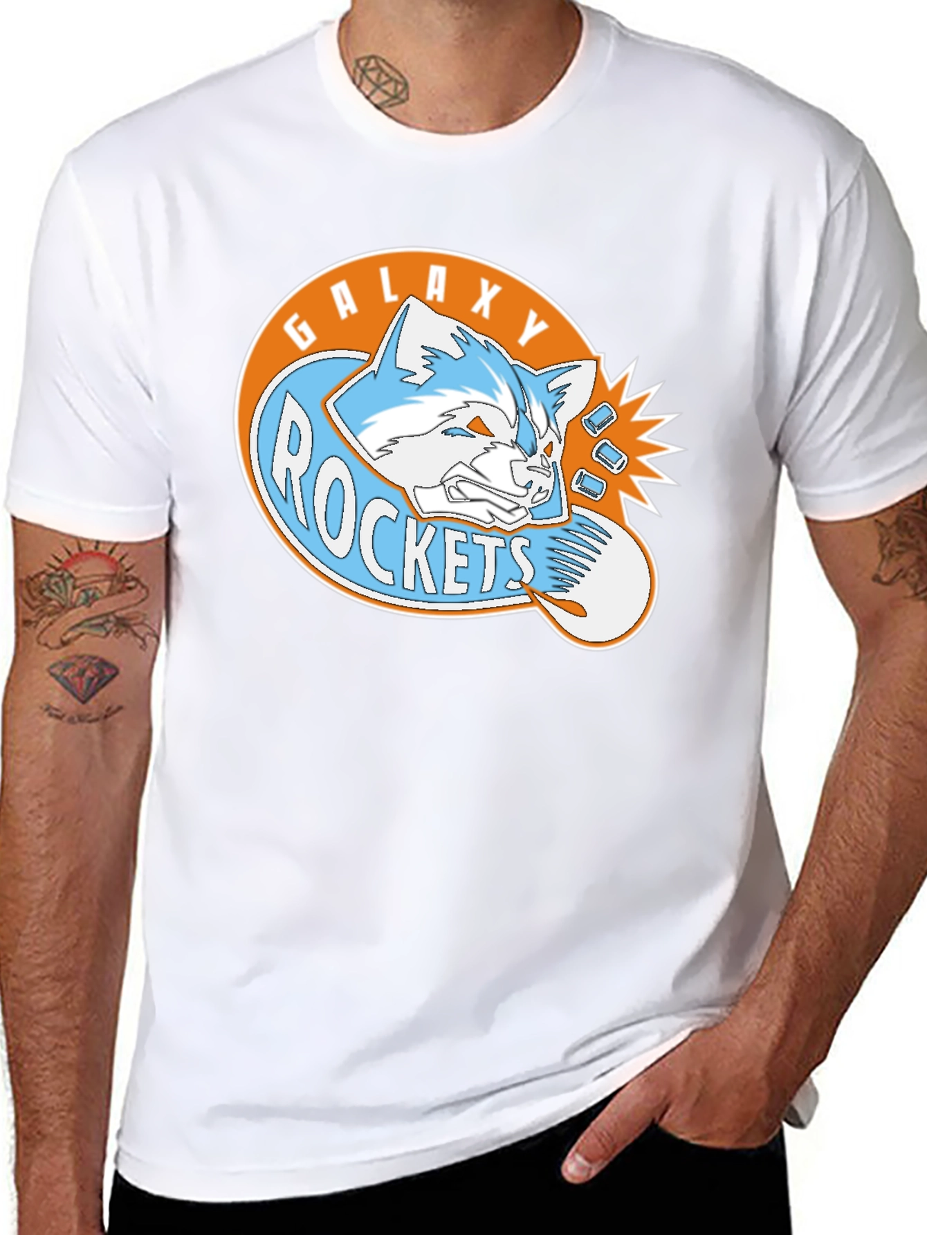 Galaxy Rockets Graphic Tee - Black Cotton Blend
