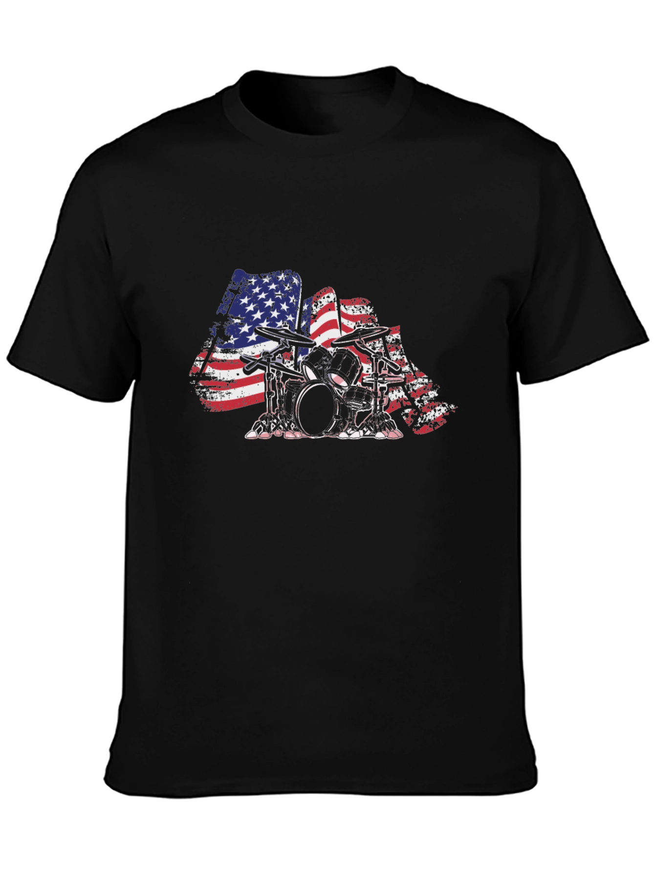 American Flag Drum Set Graphic Tee