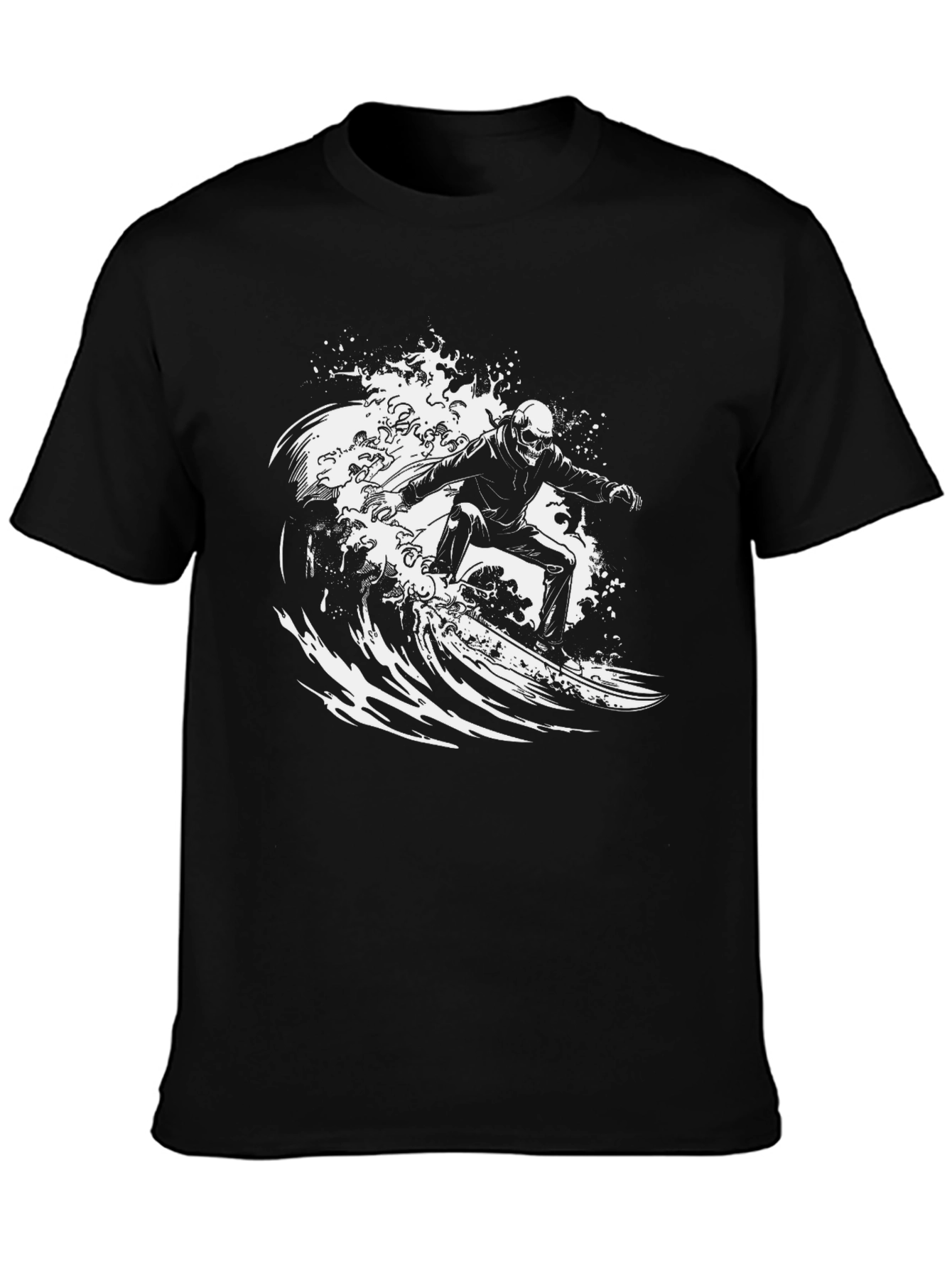 Surfing Skeleton Graphic Tee - Ride the Wave!