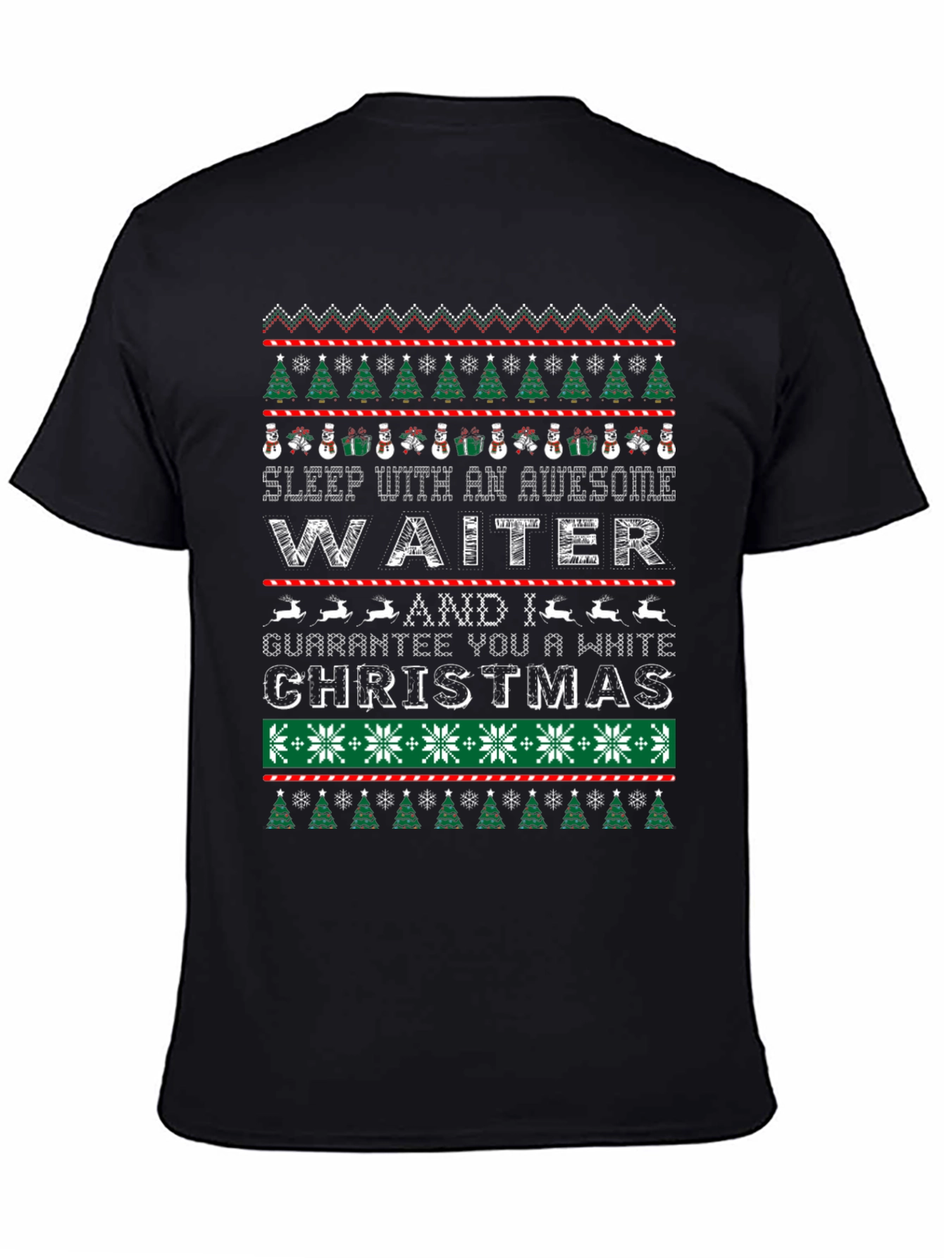 Awesome Waiter White Christmas Ugly T-Shirt