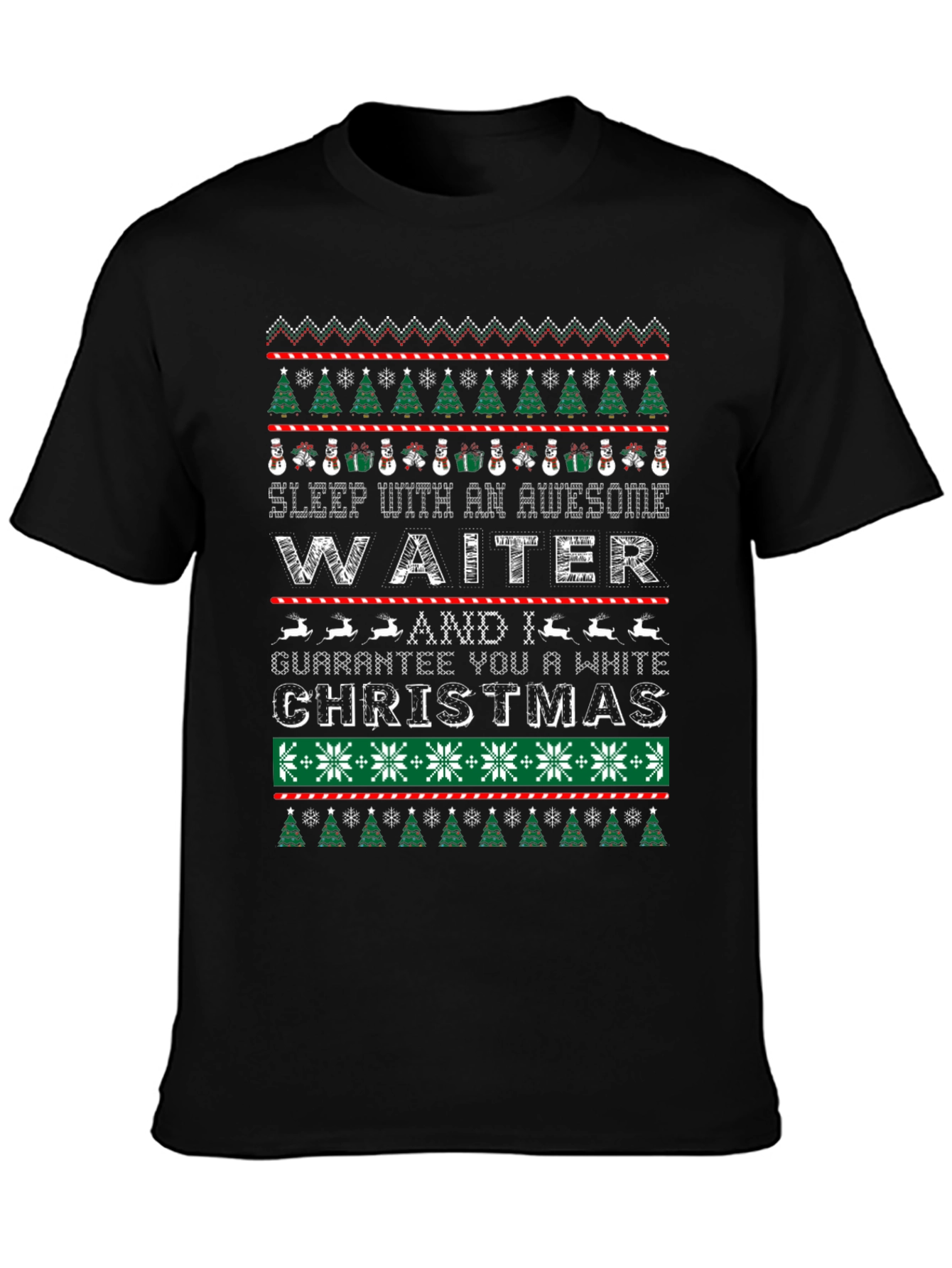 Awesome Waiter White Christmas Ugly T-Shirt