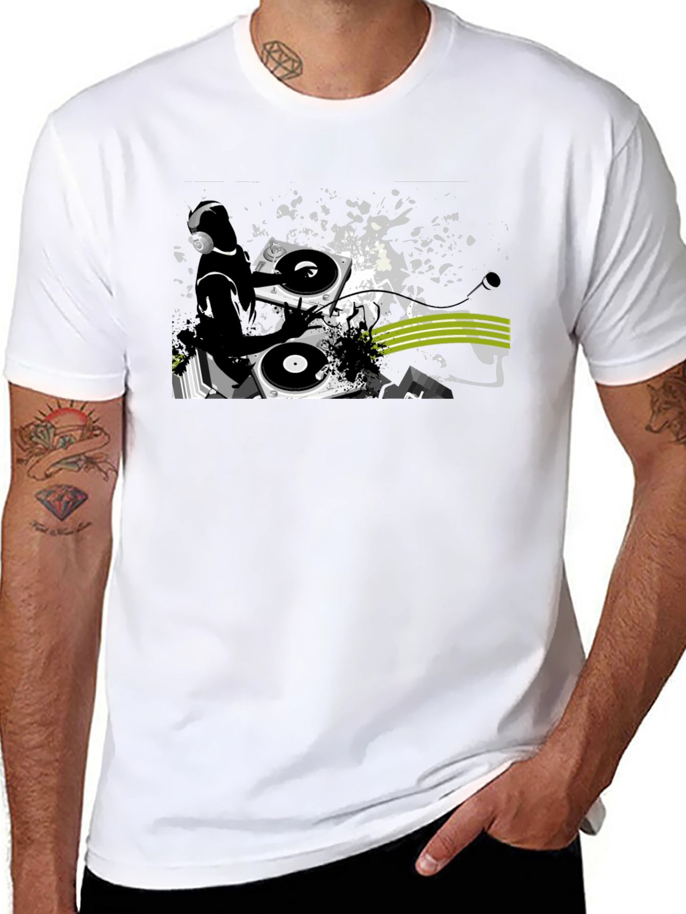 DJ Turntable Graphic Black T-Shirt