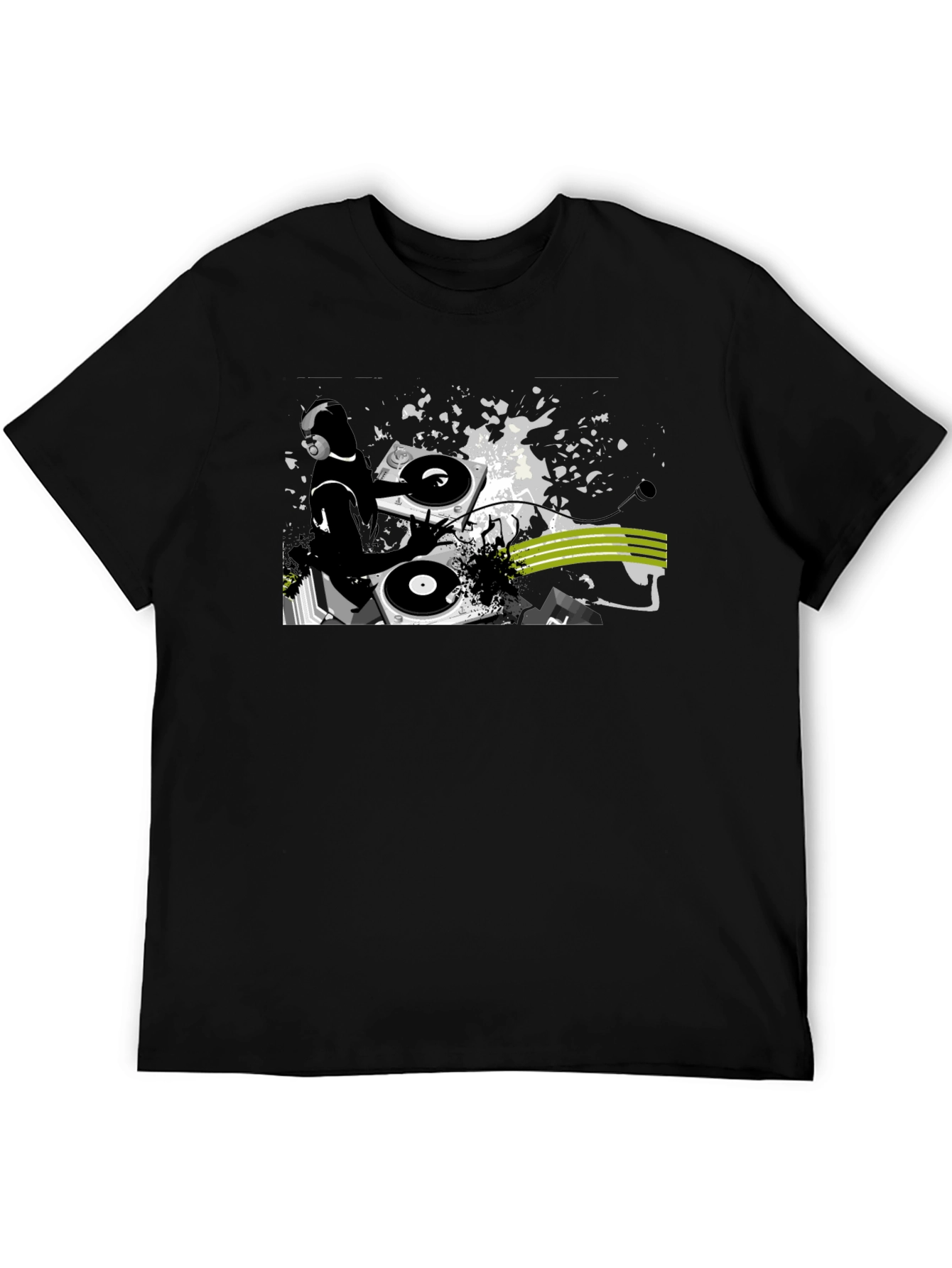DJ Turntable Graphic Black T-Shirt