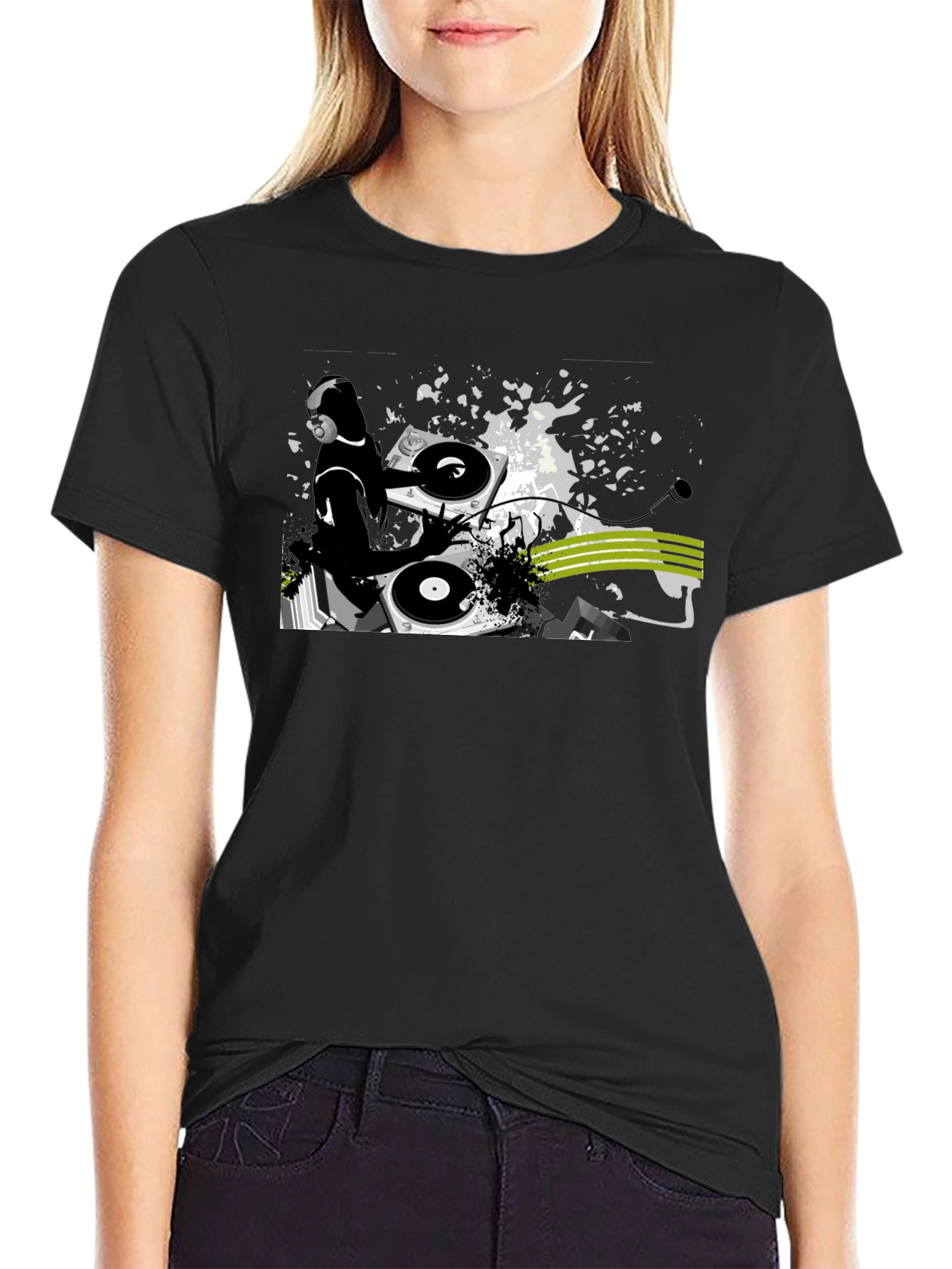 DJ Turntable Graphic Black T-Shirt