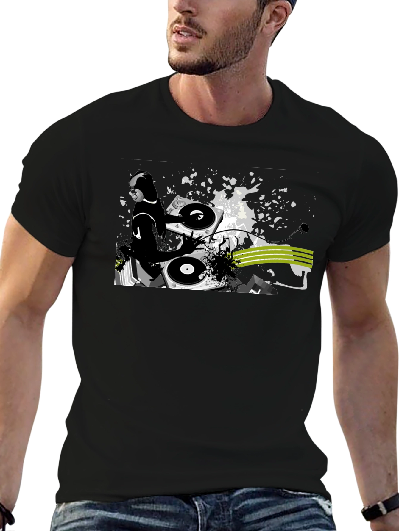 DJ Turntable Graphic Black T-Shirt