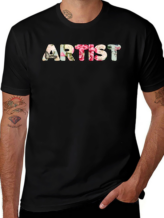 Floral Artist T-Shirt - Black Crew Neck Tee