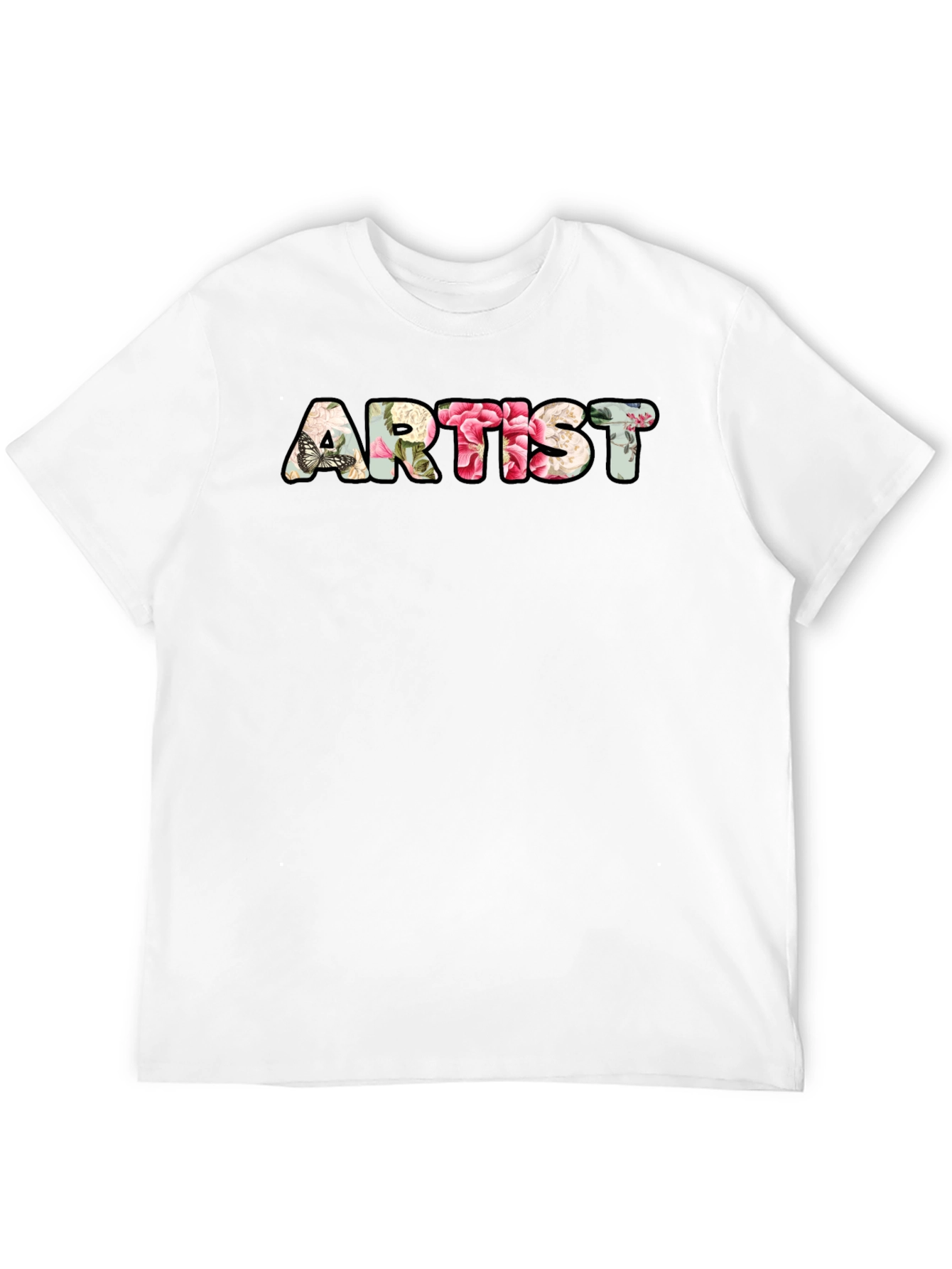 Floral Artist T-Shirt - Black Crew Neck Tee