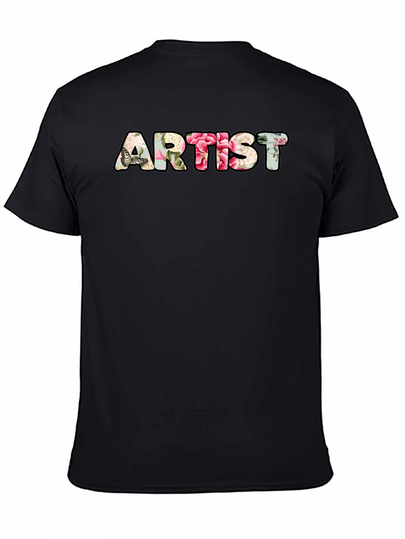 Floral Artist T-Shirt - Black Crew Neck Tee