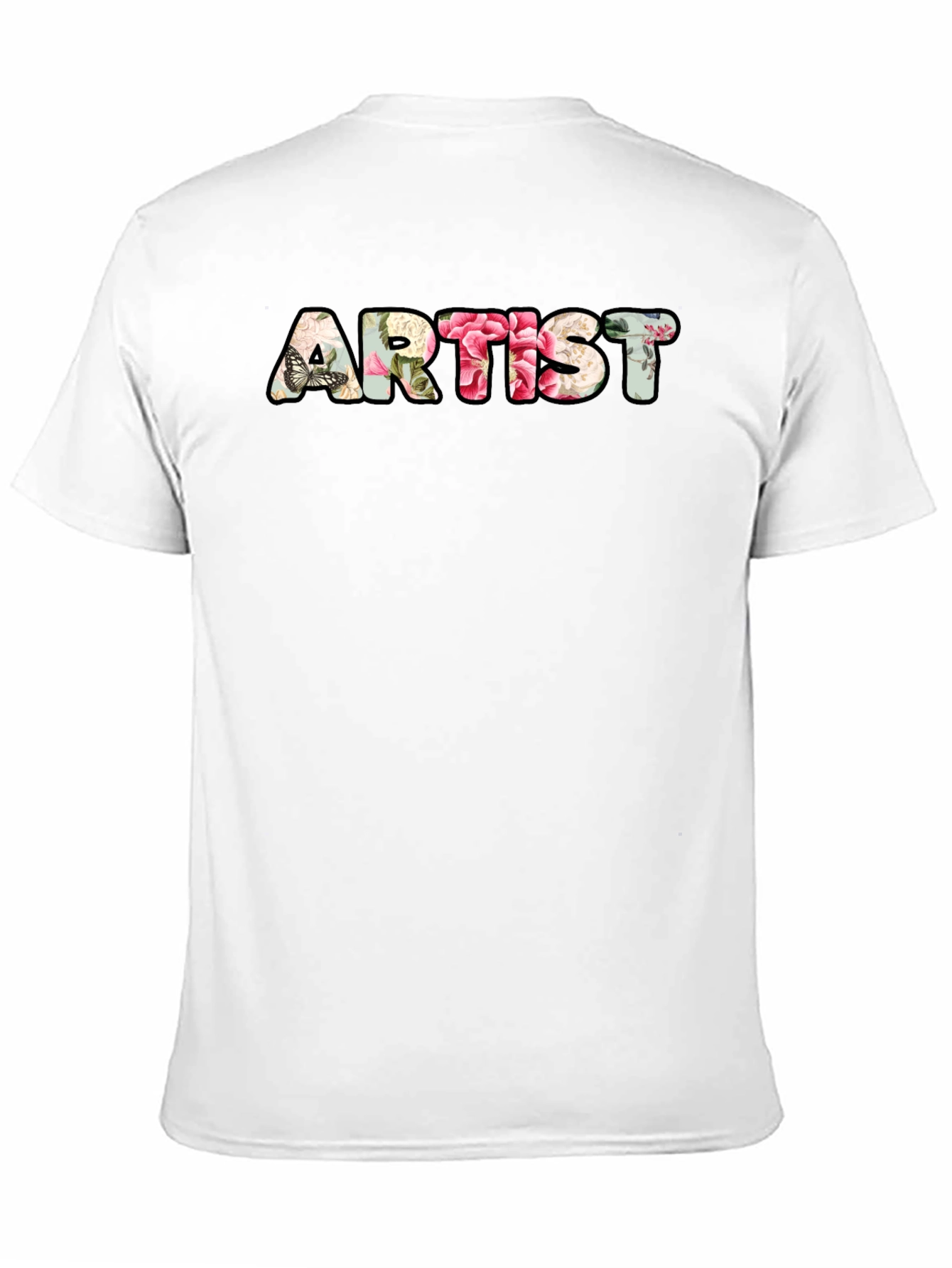 Floral Artist T-Shirt - Black Crew Neck Tee