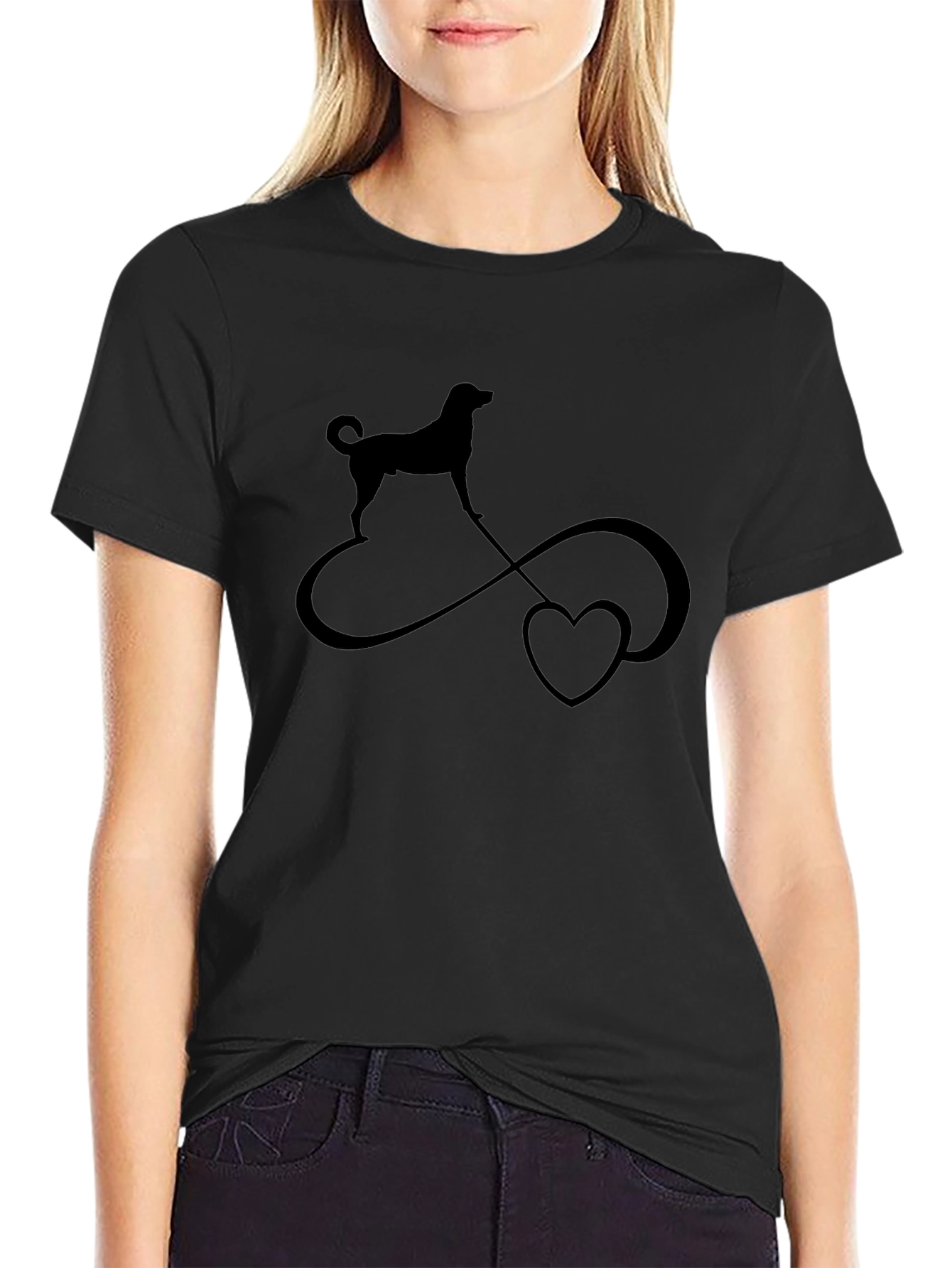 Dog Infinity Heart T-Shirt - Black