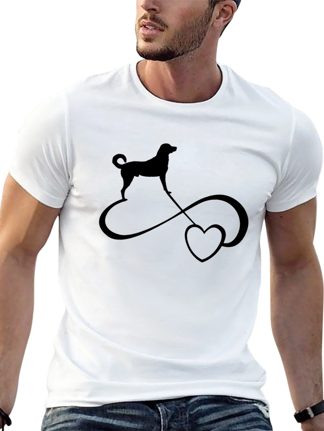 Dog Infinity Heart T-Shirt - Black