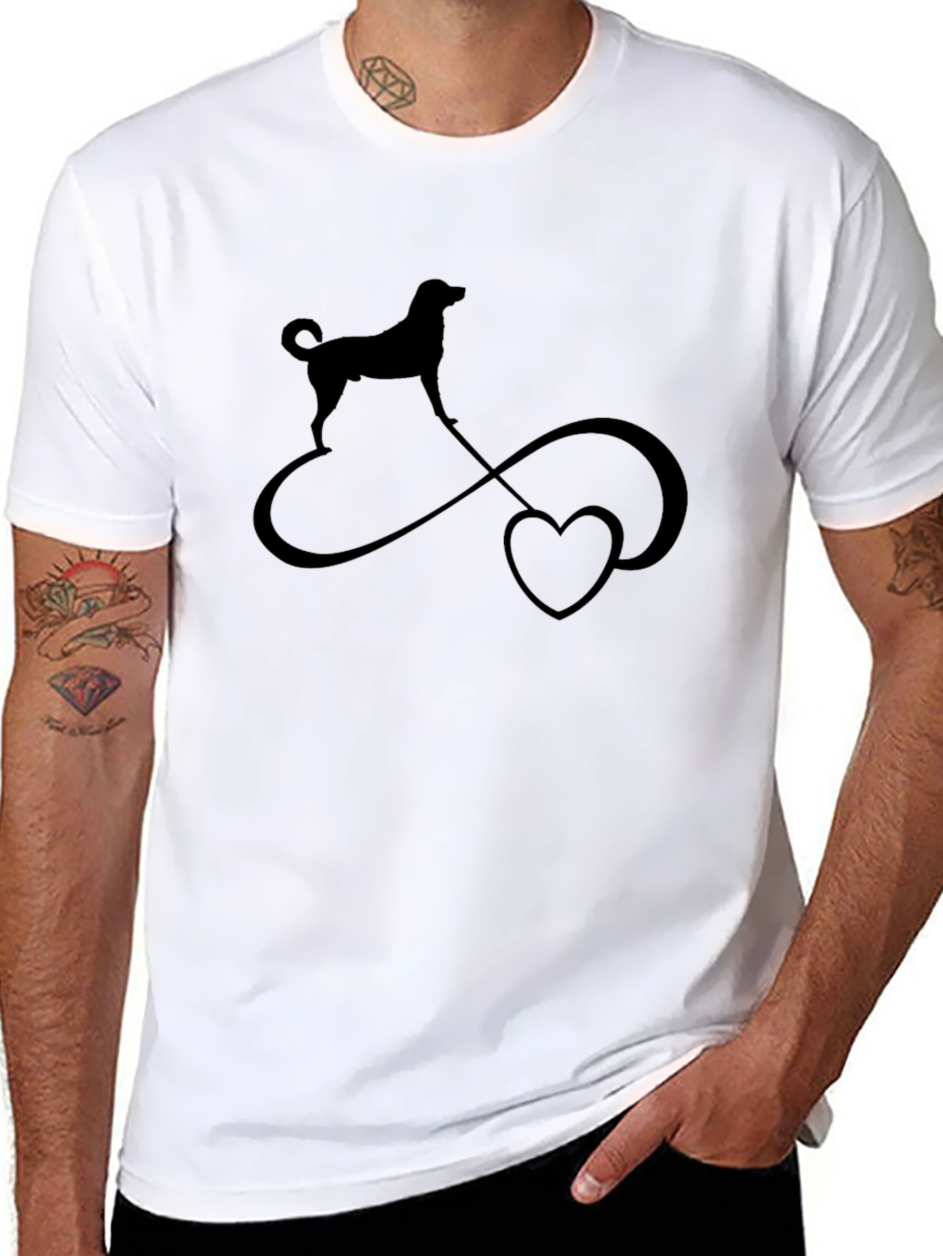 Dog Infinity Heart T-Shirt - Black