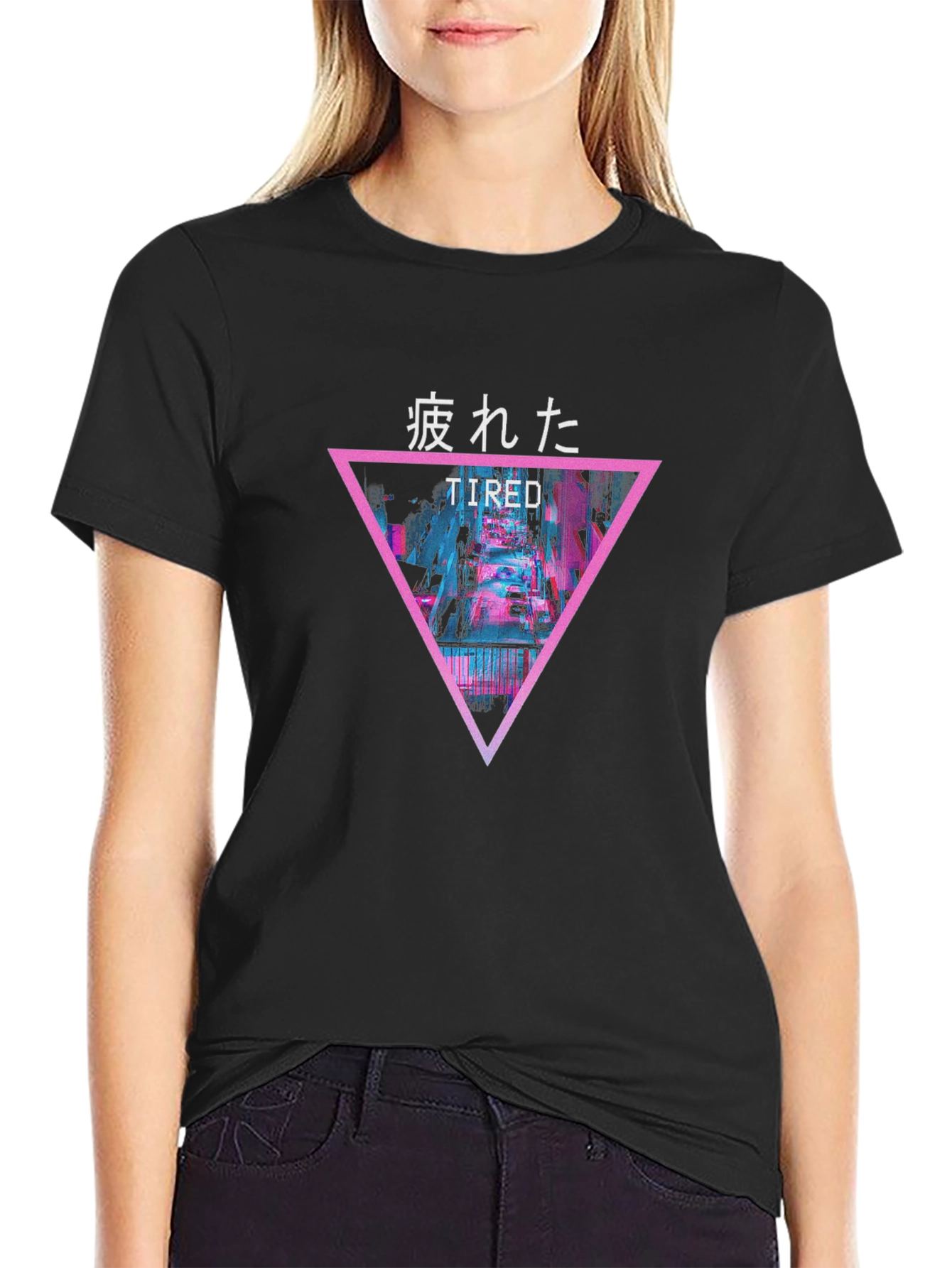 Tired Graphic Tee - Vaporwave Style