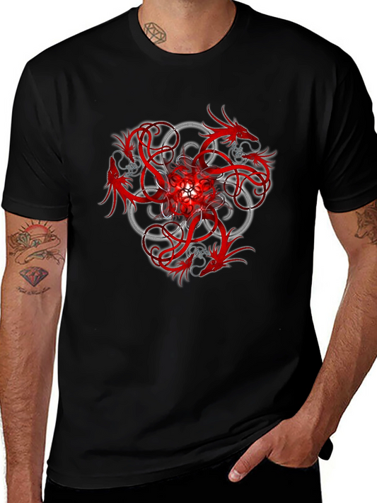 Red Dragon Trefoil Graphic Black T-Shirt
