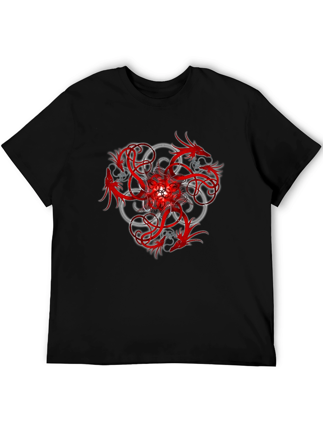 Red Dragon Trefoil Graphic Black T-Shirt