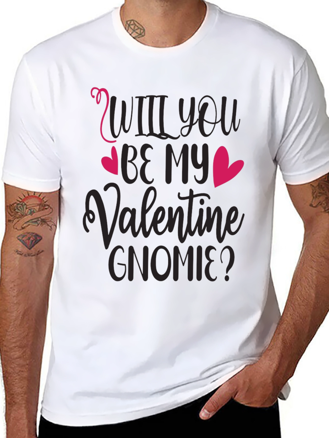 Will You Be My Valentine Gnomie Black T-Shirt